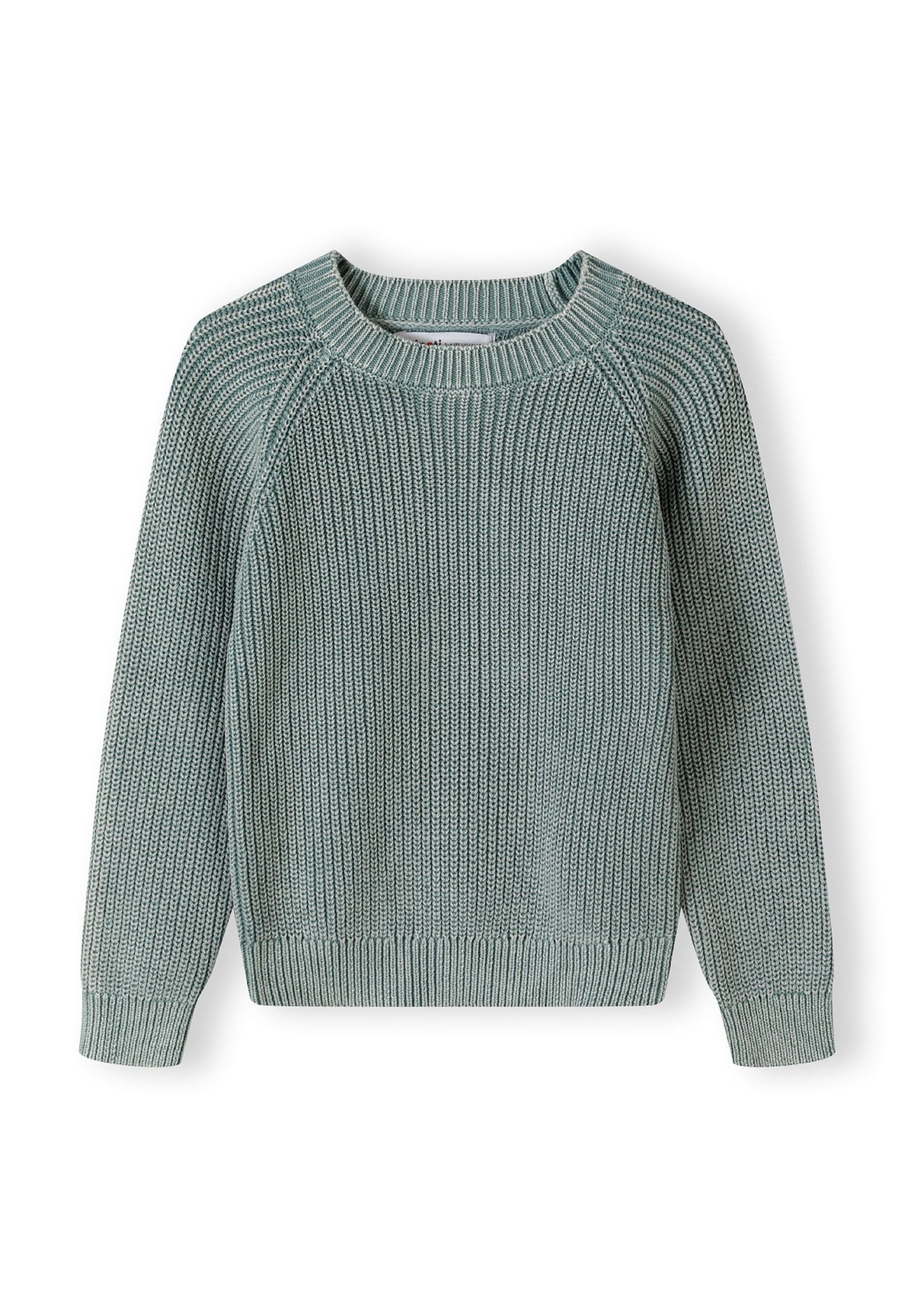 Sage green ribbed jumper, front.