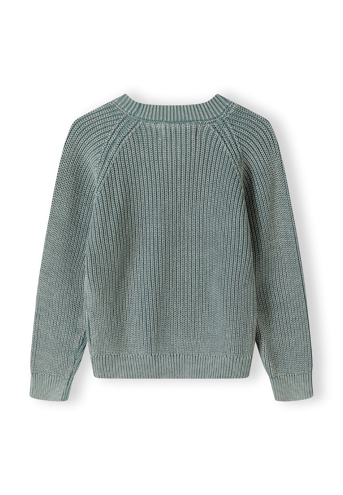 Sage green ribbed jumper, back.