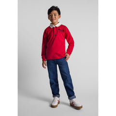 Boys' rugby shirt in red and white