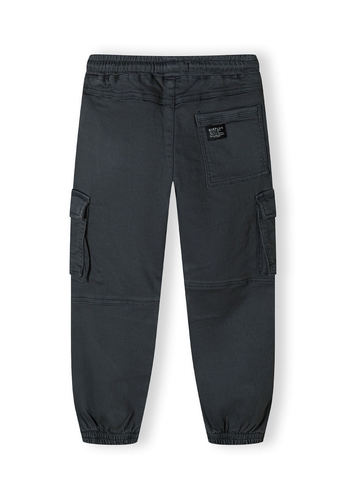 Blue grey cargo trousers, trousers back.