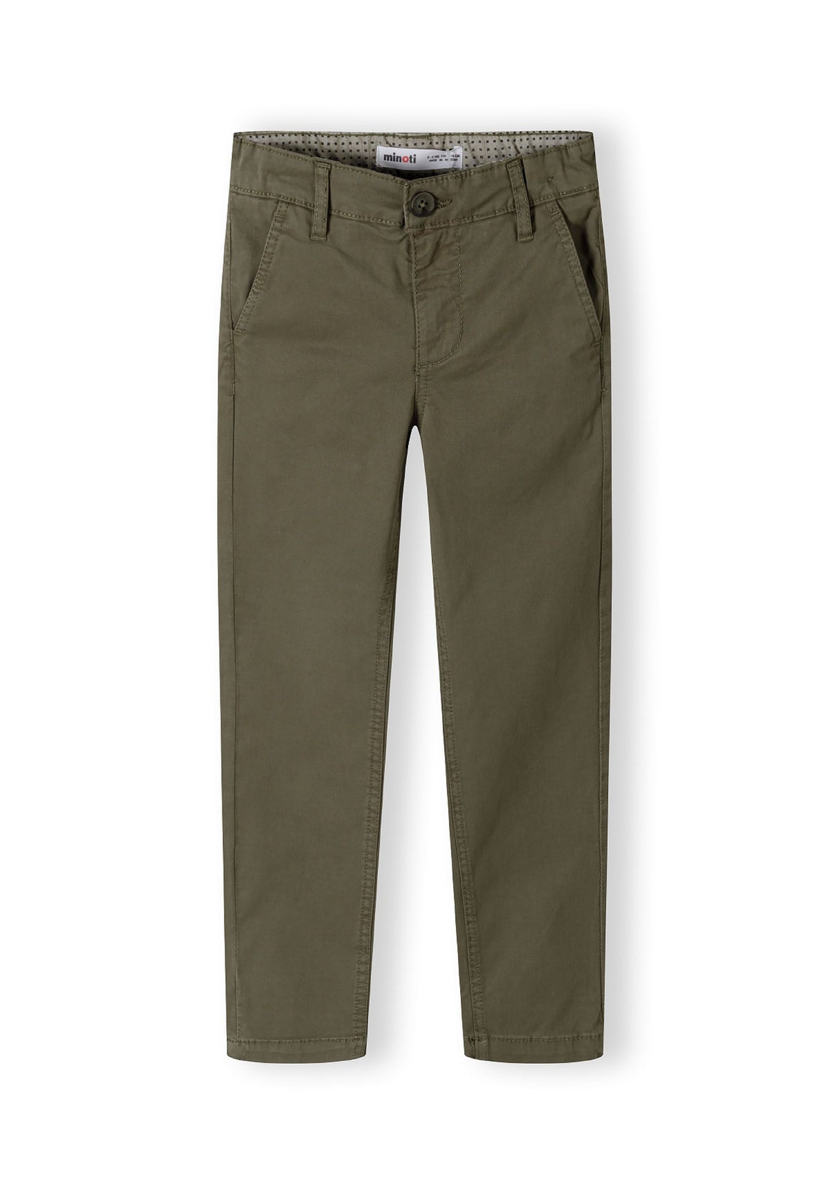 Khaki green chinos, chinos front.