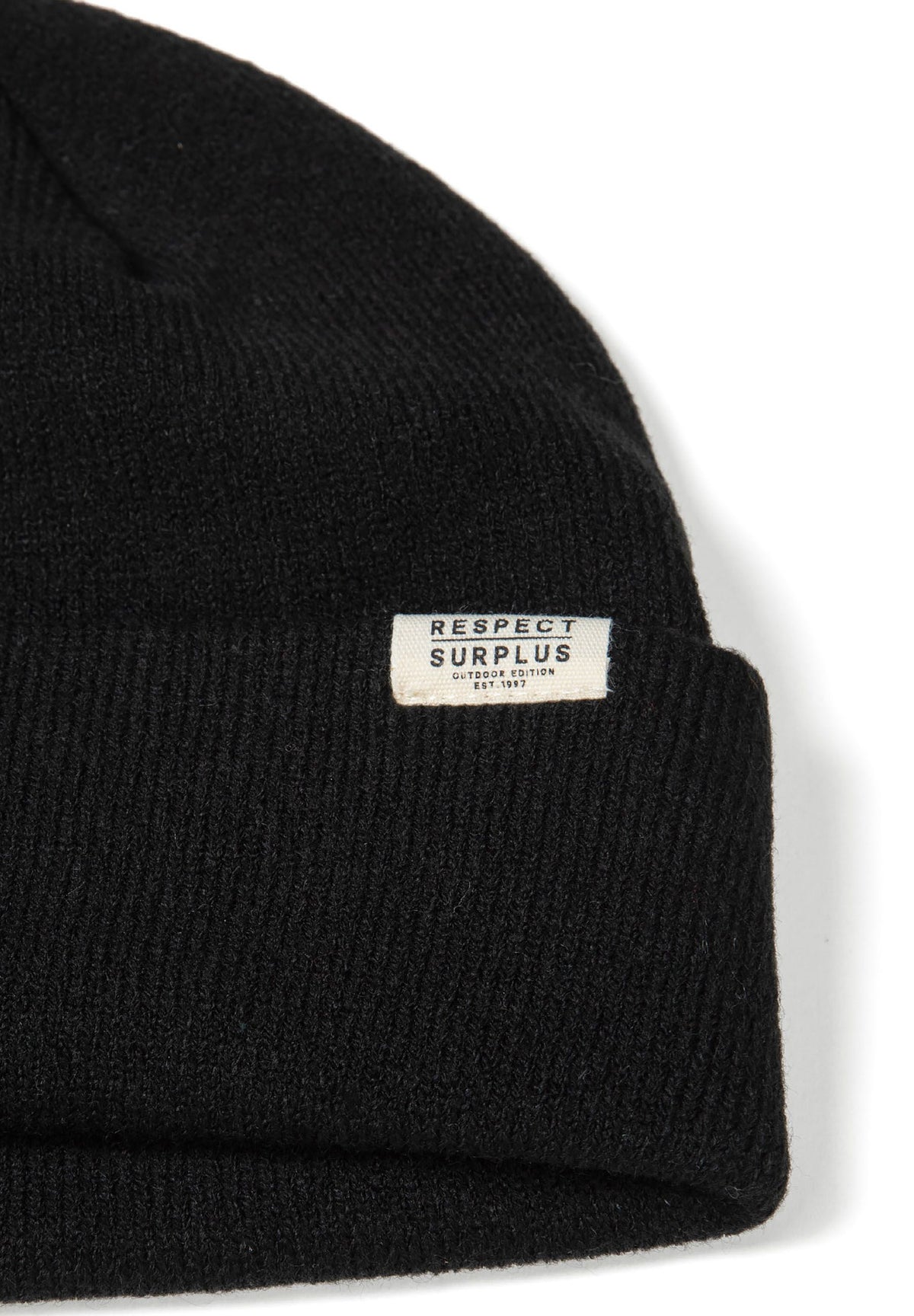 Black, dark grey and cream beanies, black label detail.