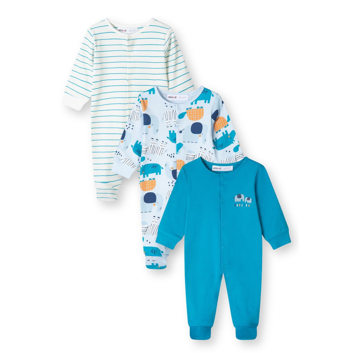 Baby animal-print sleepsuits, 3-pack — complete product view for square Shop card