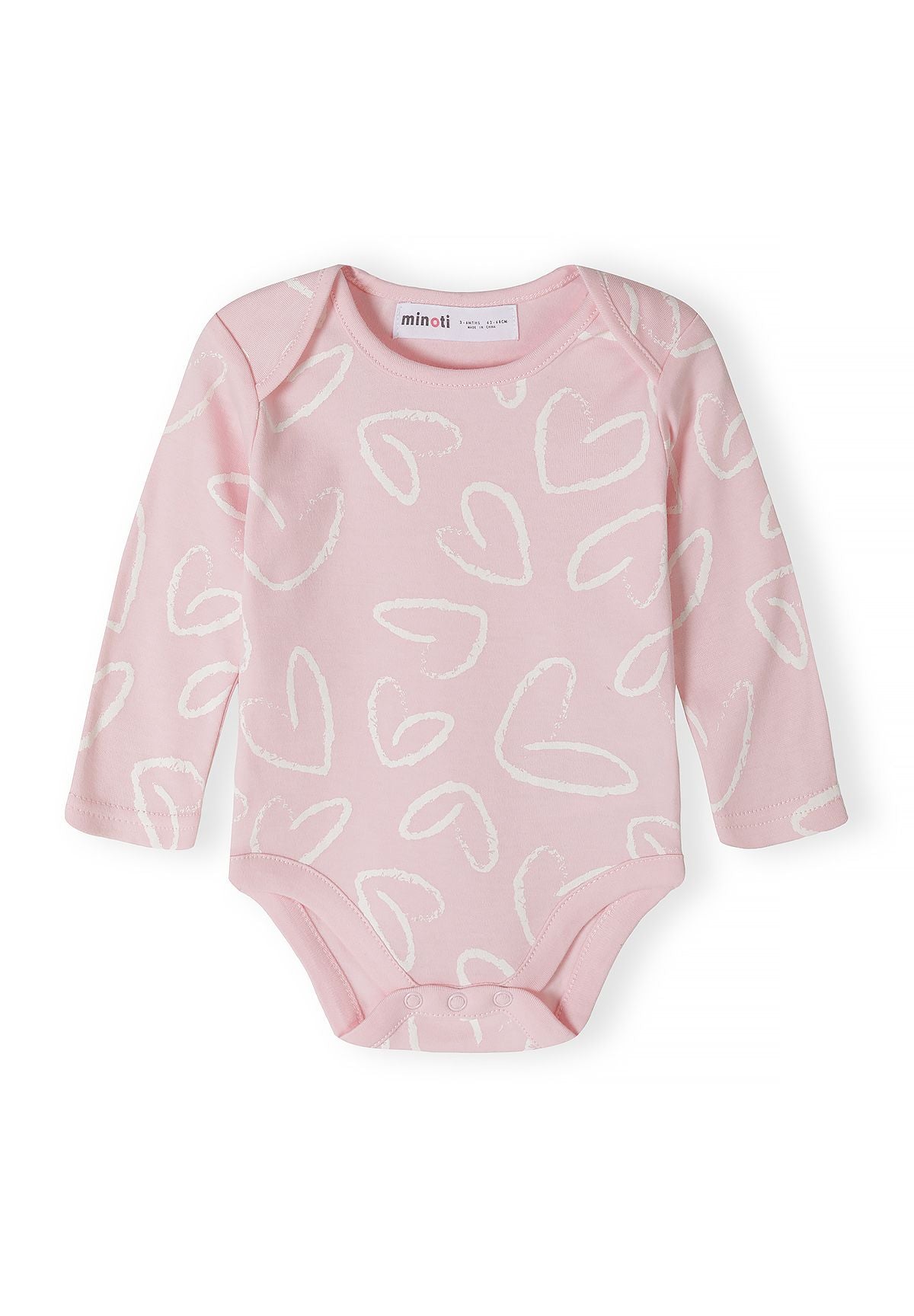 Babyroze, witte en grijze hemdjes met lange mouwen en eenhoornprint (set van 5), roze hemdje met print, voorkant.