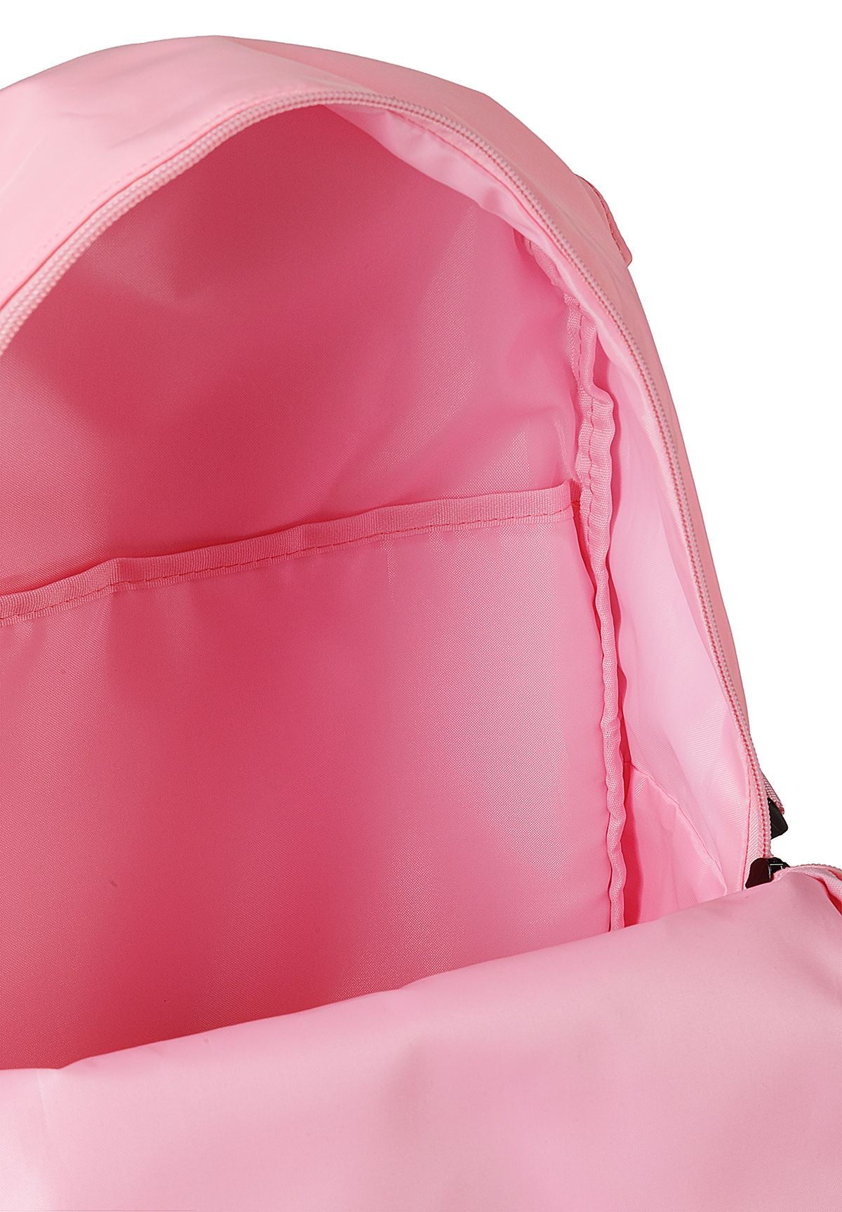 Roze meisjesrugzak met voorvakken, binnenin het hoofdvak.