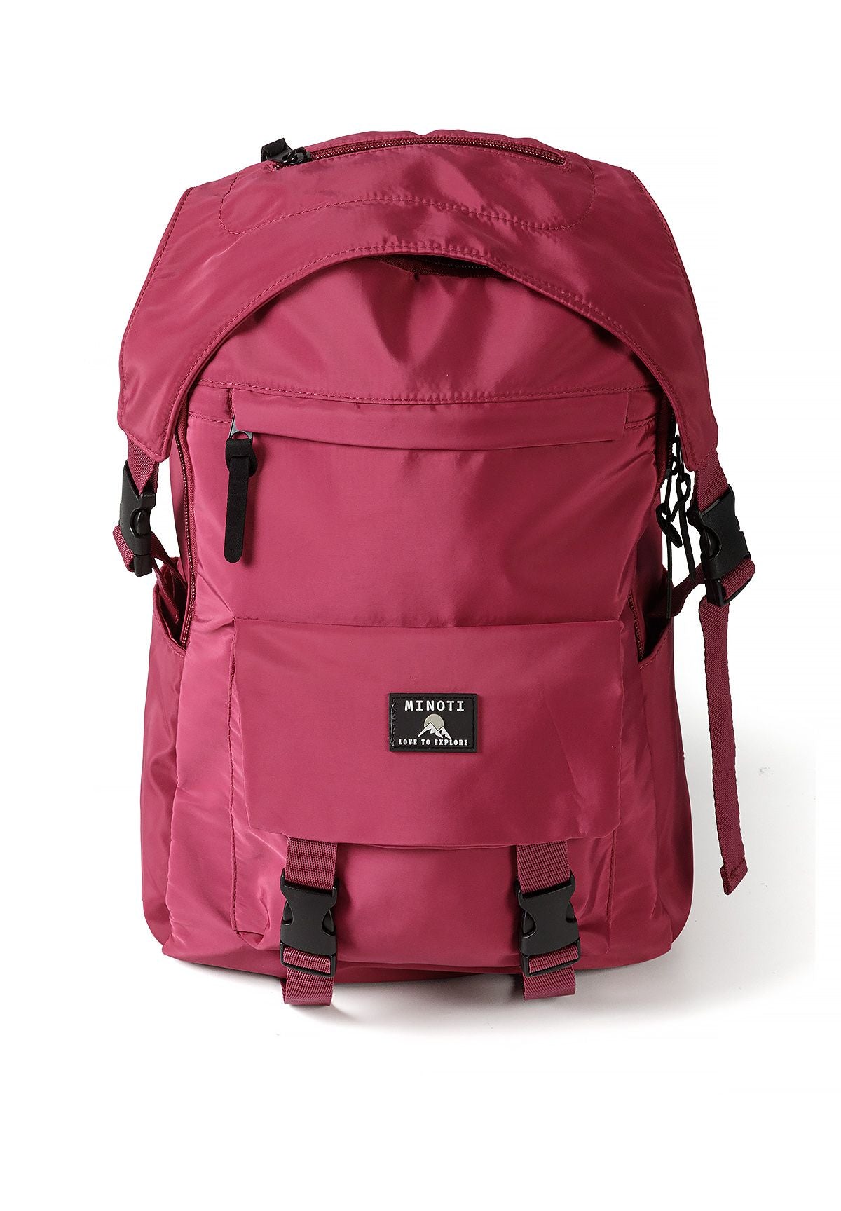 Kids' burgundy backpack with a buckled flap and side pockets – Minoti 32BAG152