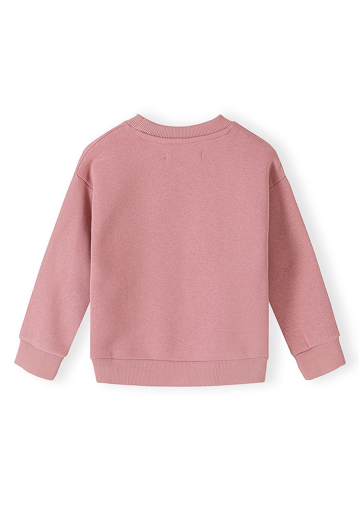 Set composto da felpa rosa con coniglietto e pantaloni a gamba larga per bambina, felpa, retro.