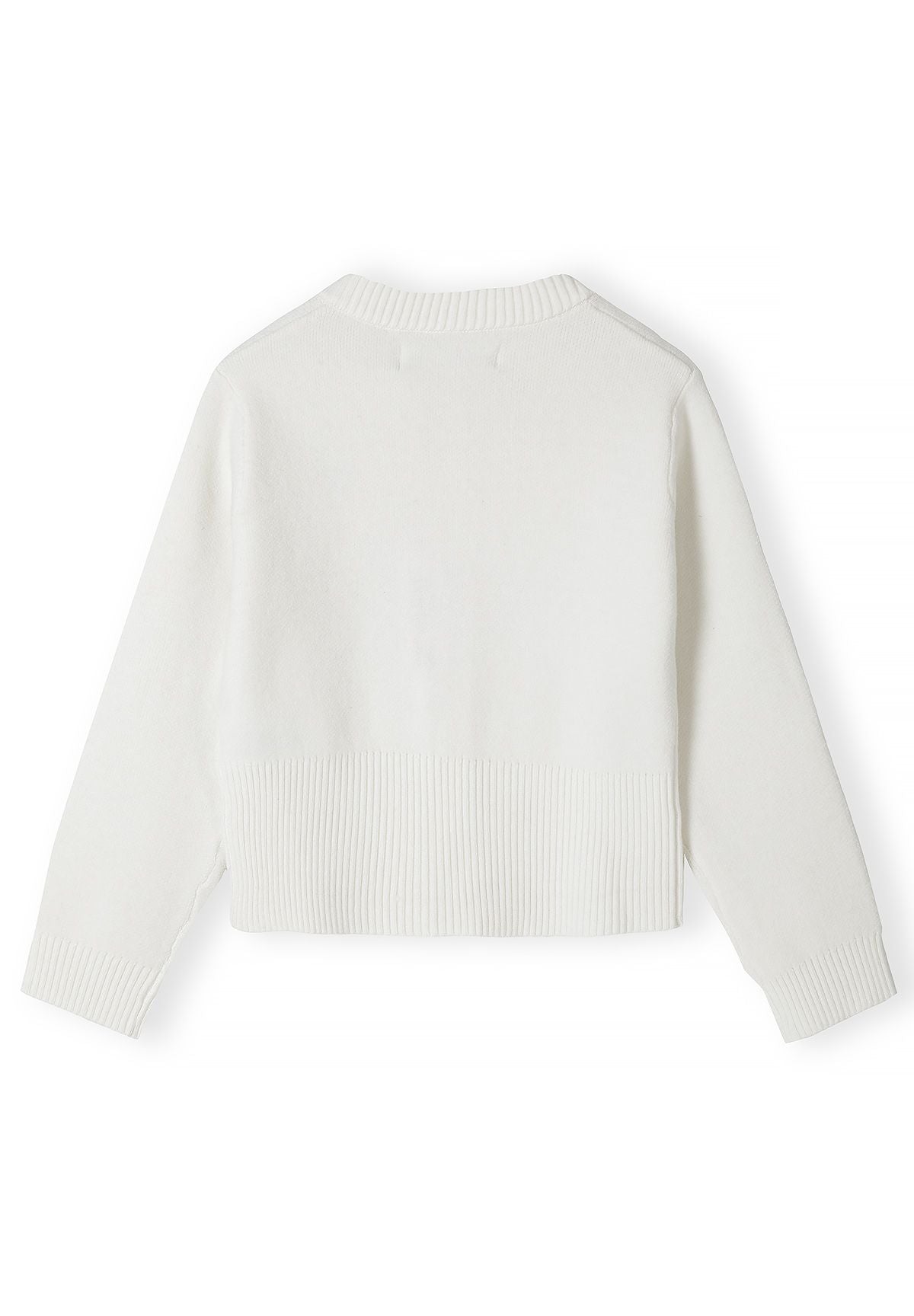 Girls' cream knitted cardigan with an embroidered bow – Minoti 32KNIT151, 3