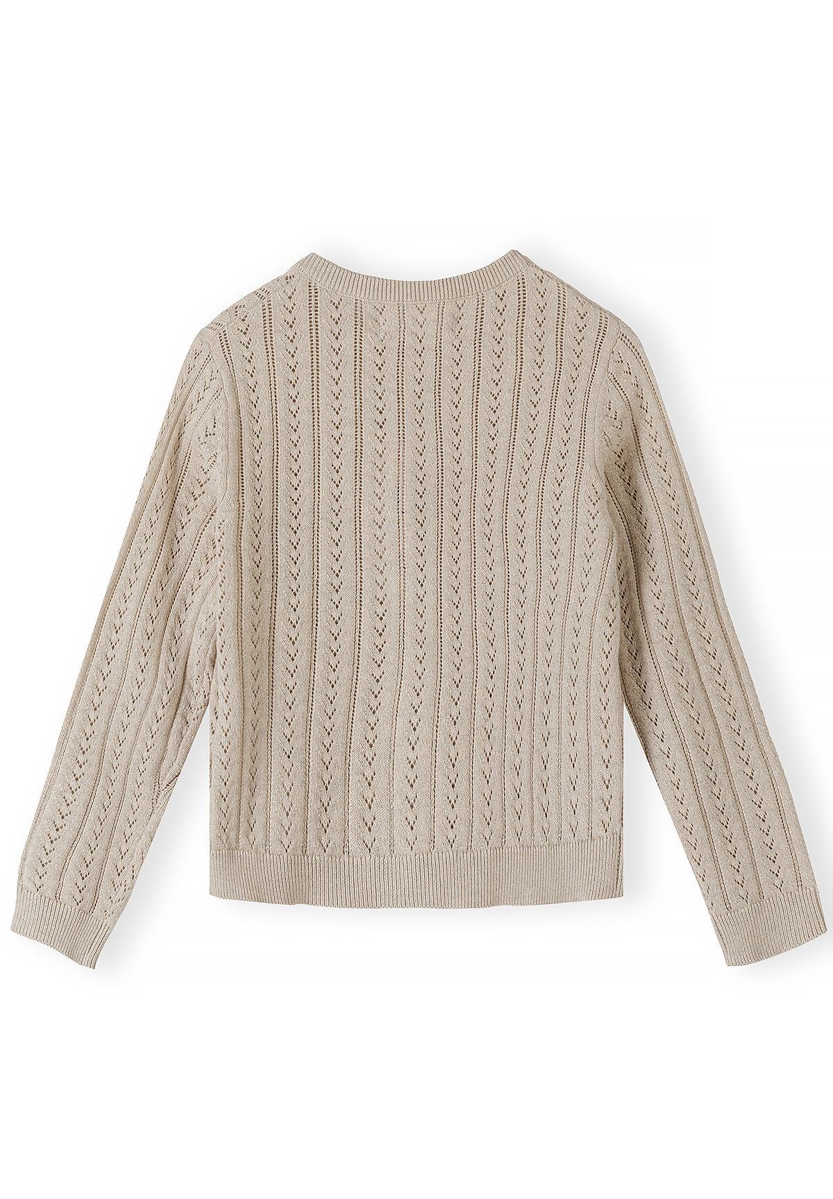 Girls' stone pointelle cardigan with a ribbed round neck – Minoti 32KNIT155, 3