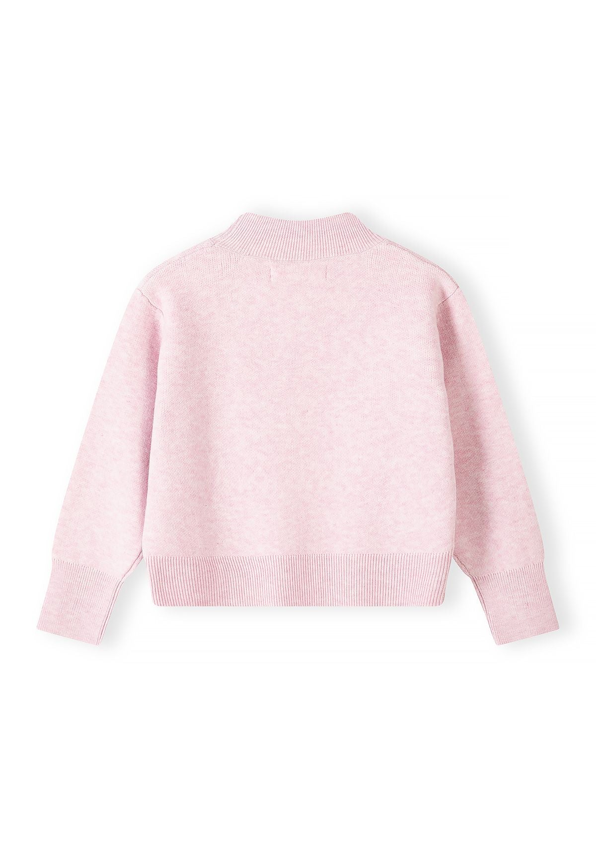 Girls' pink jumper with a high neck and drop shoulders – Minoti 32KNIT172, 3