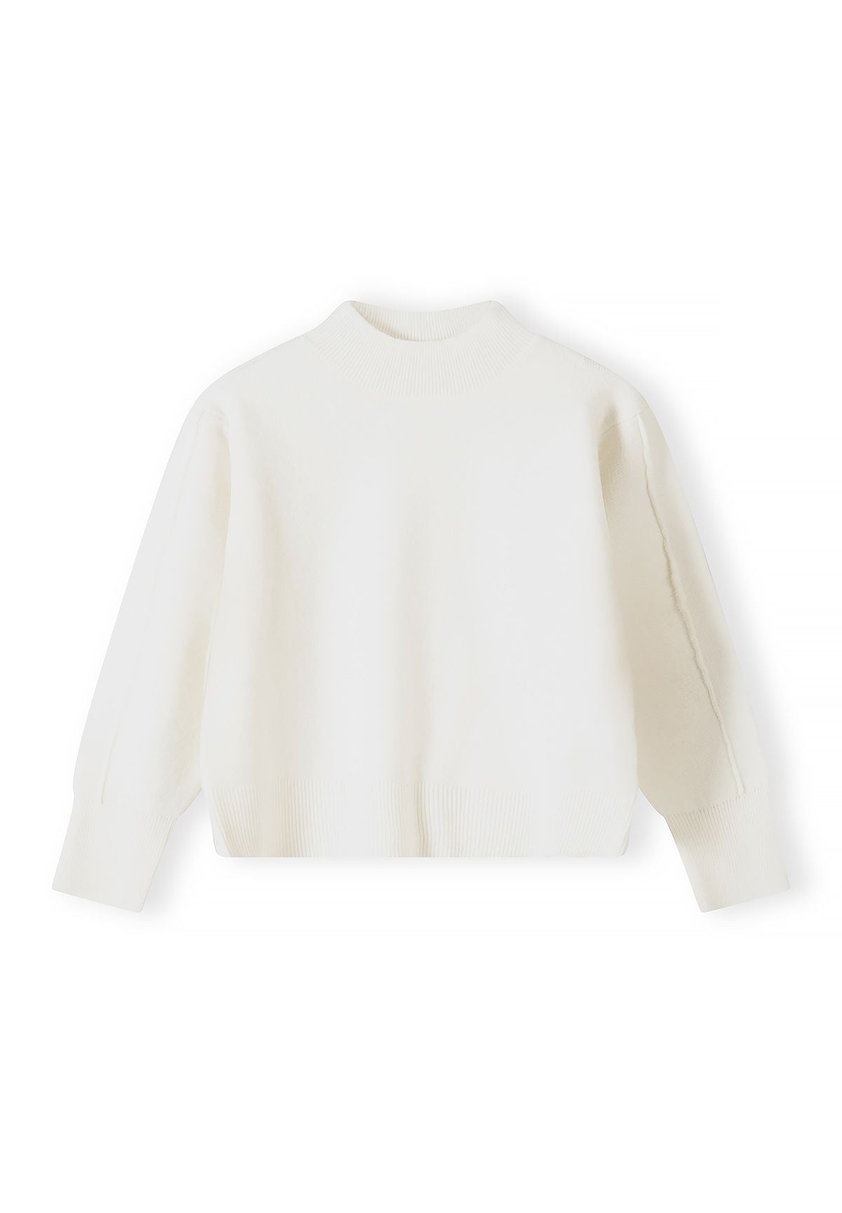 Girls' cream jumper with a high neck and drop shoulders – Minoti 32KNIT173, 2