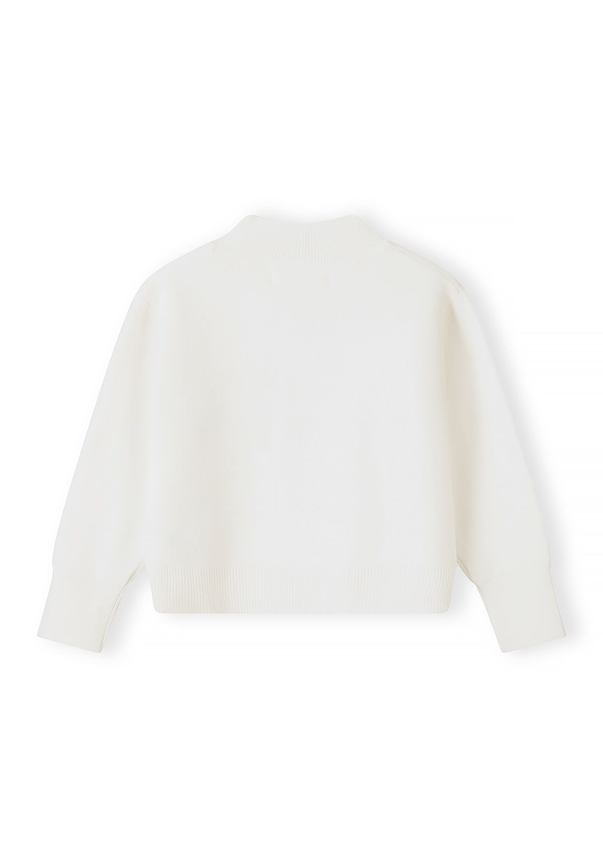 Girls' cream jumper with a high neck and drop shoulders – Minoti 32KNIT173, 3