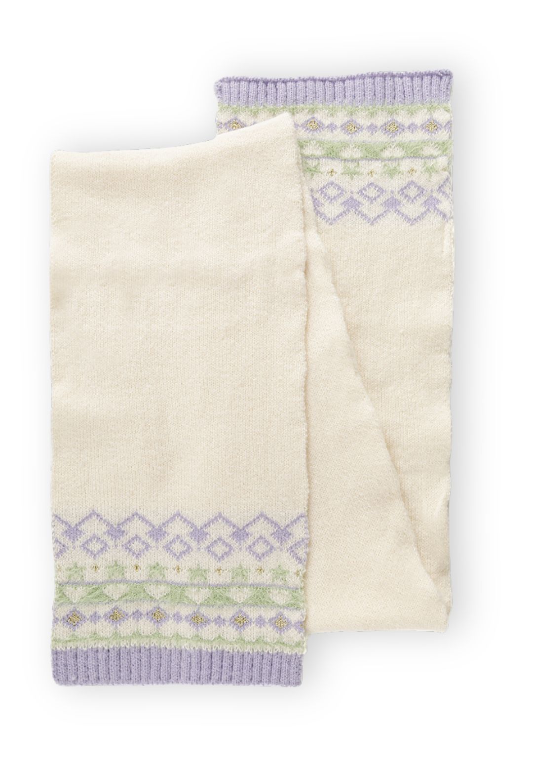 Girls' cream fair isle hat, scarf and gloves set with pom-pom – Minoti 32HAT104, 4