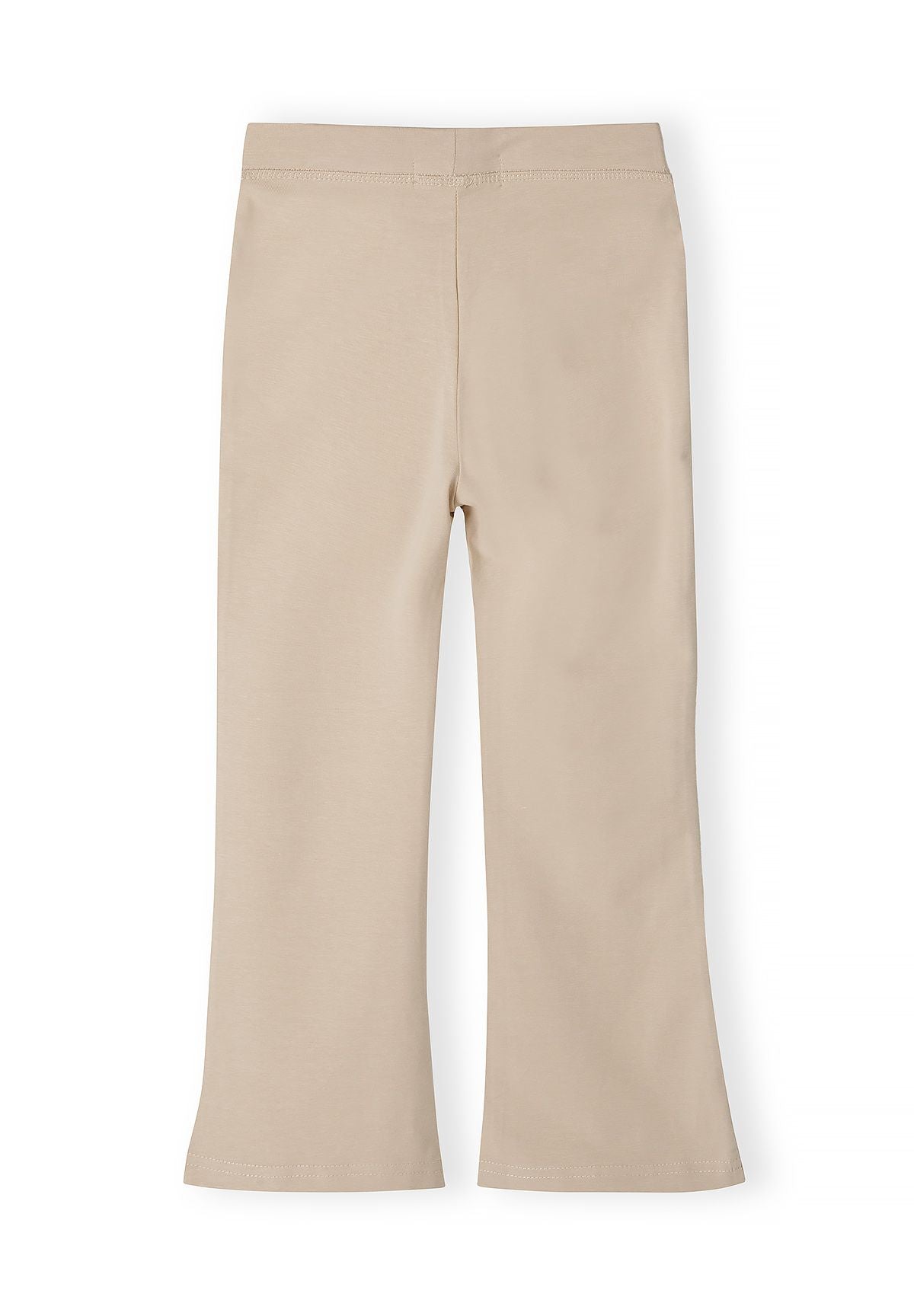 Back of sand beige flared leggings with a plain stitched waist.