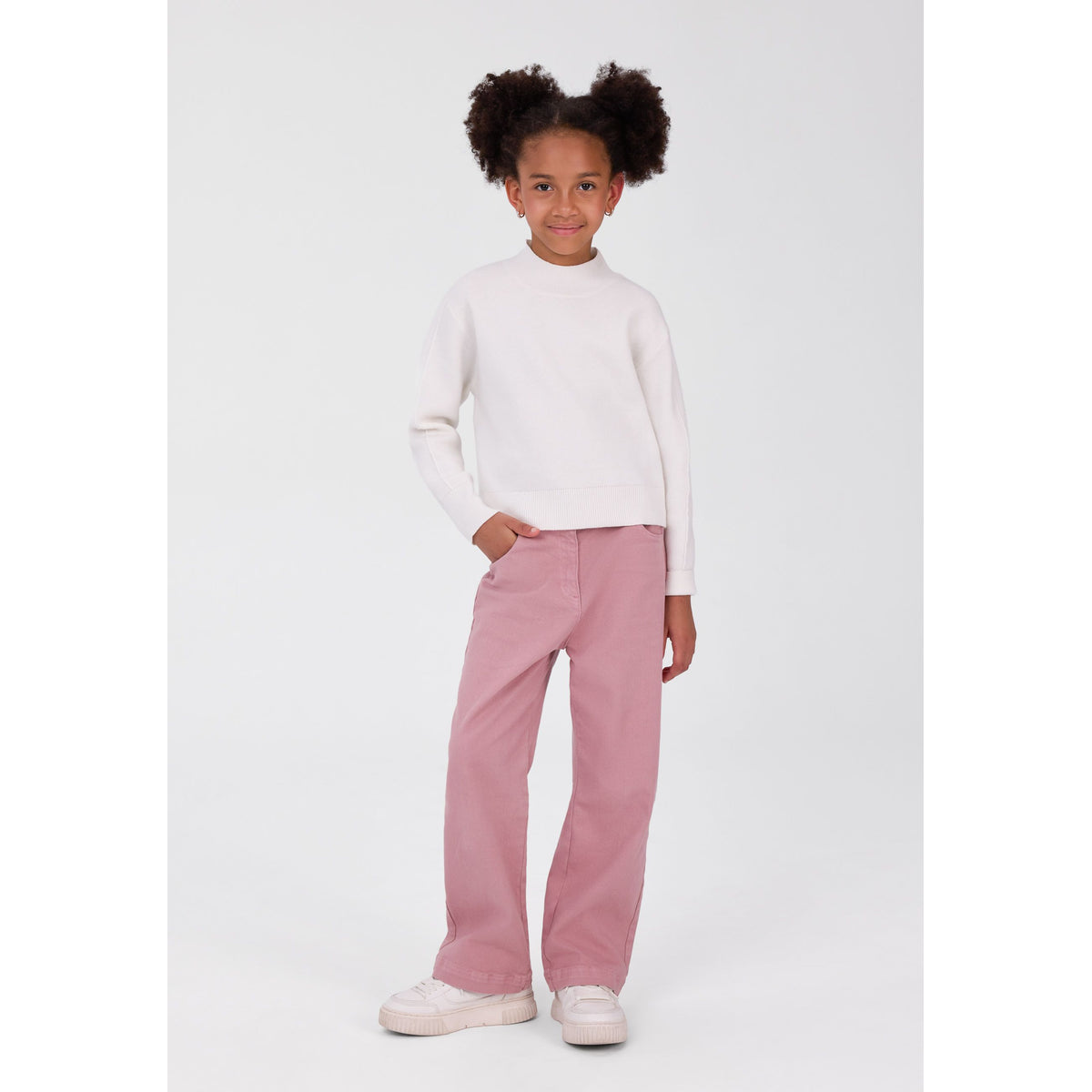 Girls' wide-leg trousers in pink — complete product view for square Shop card