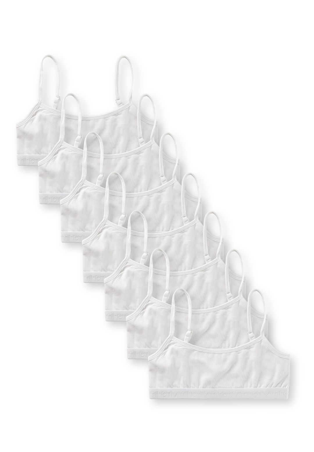 Witte crop tops voor meisjes (set van 7), alle zeven crop tops.