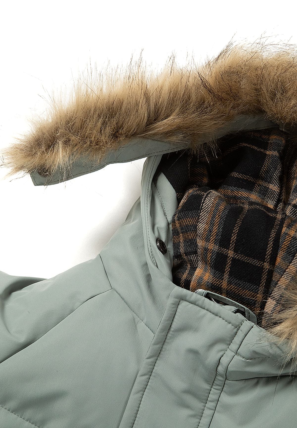 Quilted Parka, faux fur hood, sage and olive – Minoti 33COAT200, 9