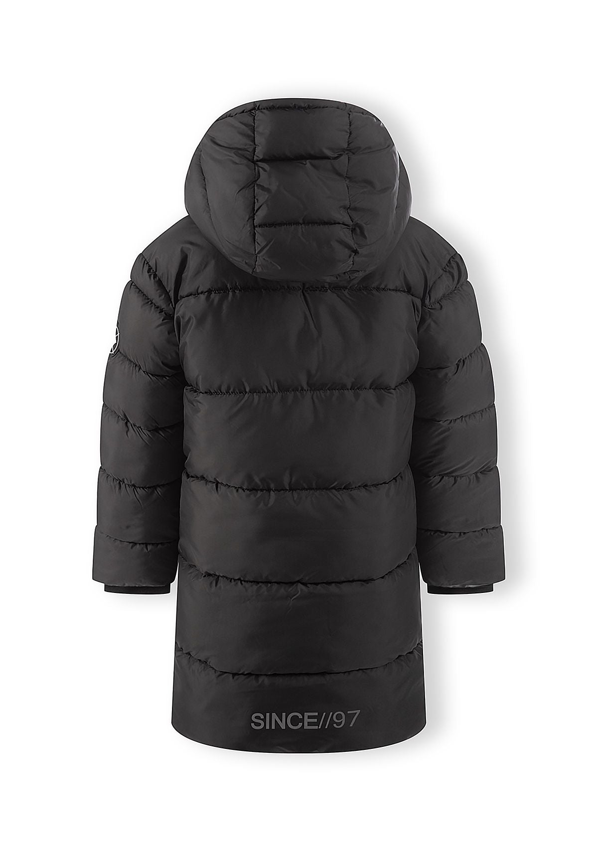 Boys' black padded coat, knee length with a fleece-lined hood – Minoti 33COAT510C, 4