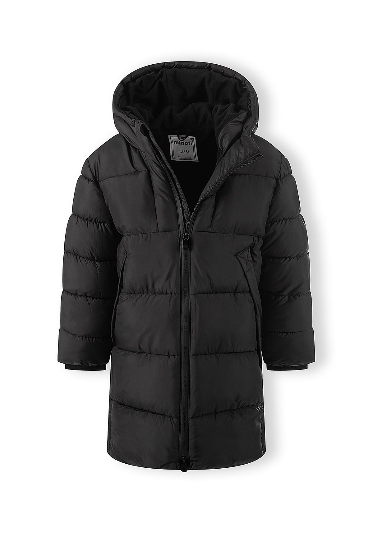 Boys' black padded coat, knee length with a fleece-lined hood – Minoti 33COAT510C, 5