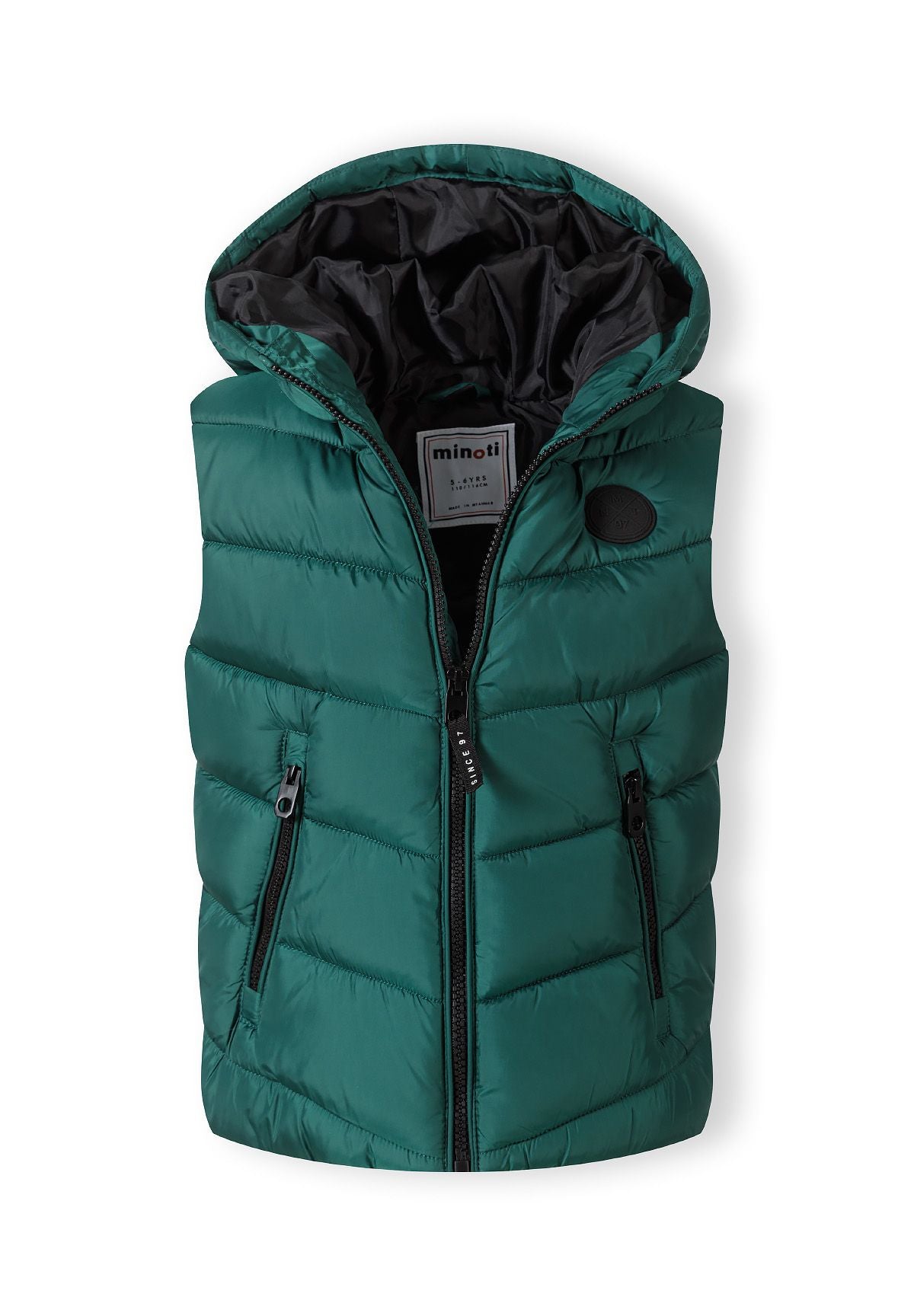 Boys' green padded gilet with a hood and zipped pockets – Minoti 33GILET502, 4