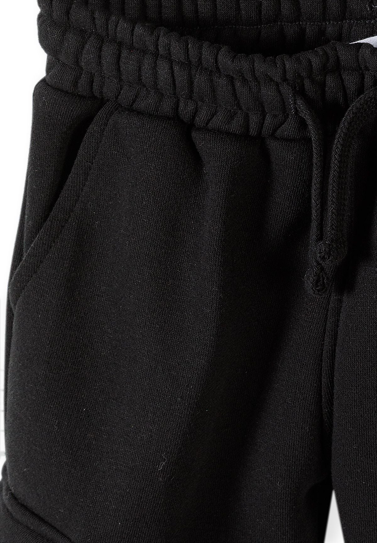 Boys' sweatshirt and cargo joggers set in sage green and black: cargo joggers with elasticated waistband, close-up