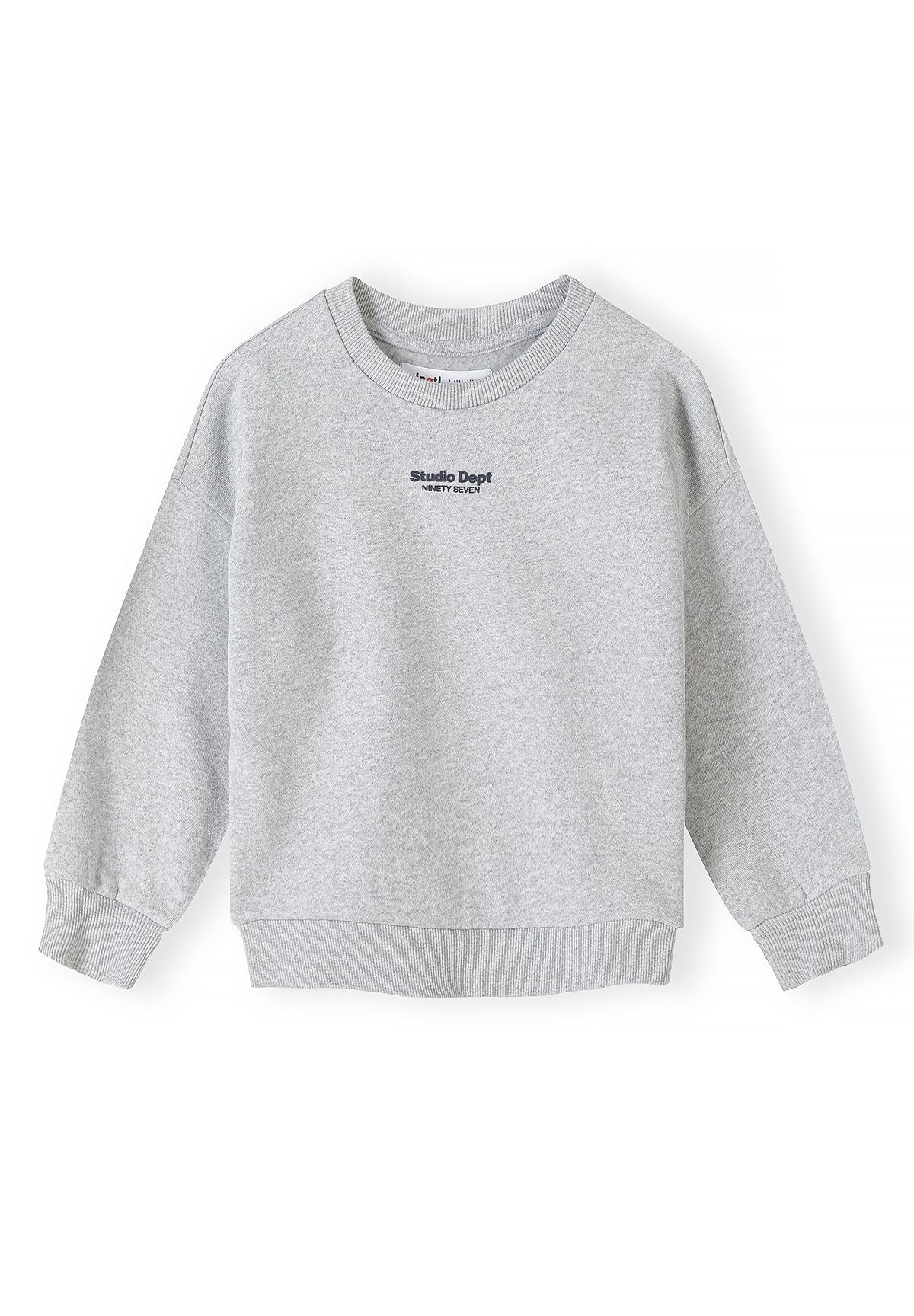 Kindersweatshirts met print in marineblauw en grijs gemêleerd (set van 2), grijs gemêleerd sweatshirt, voorkant.