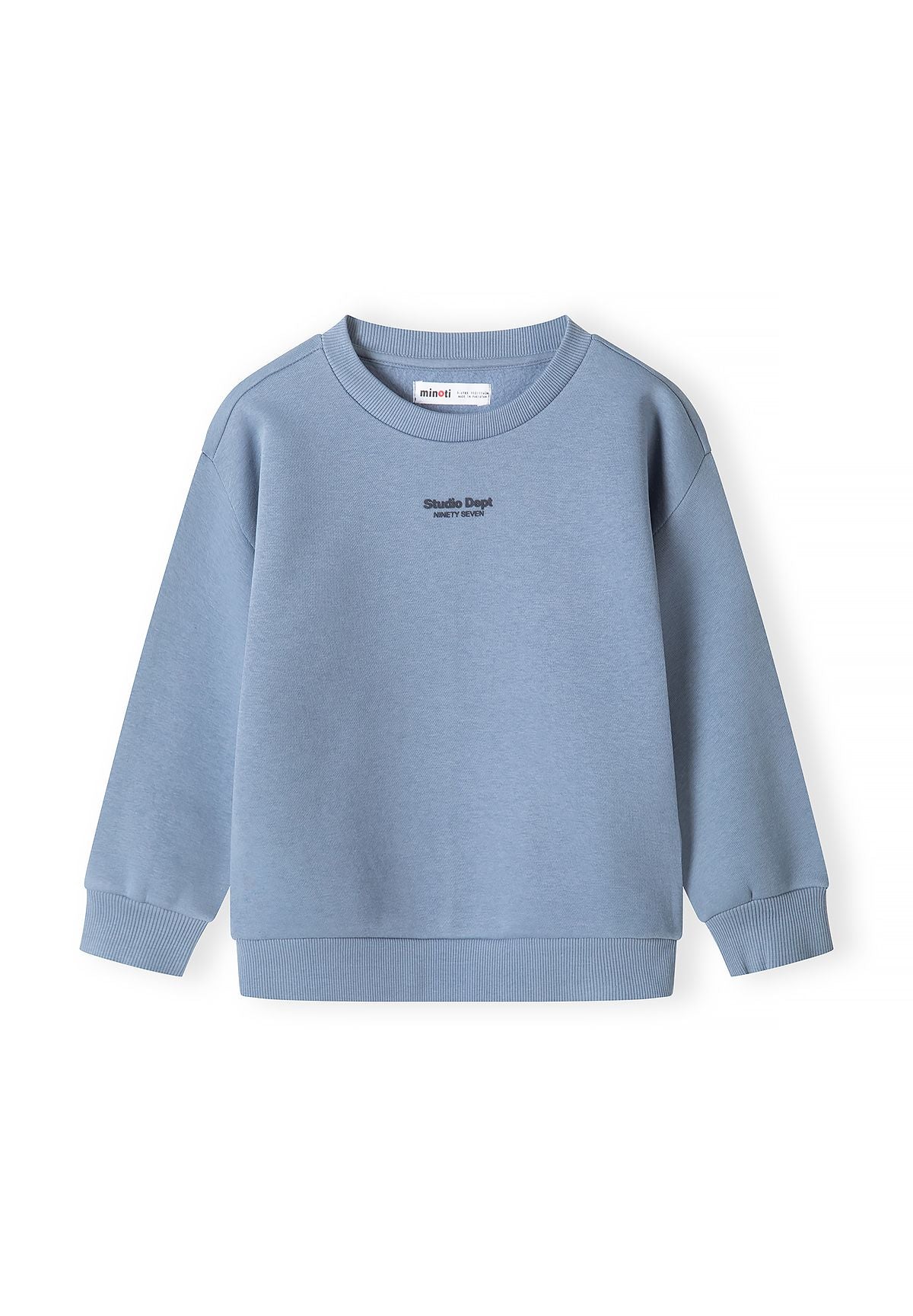 Kinder-sweatshirts met bordeauxrode en blauwe print (set van 2), blauw sweatshirt, voorkant.
