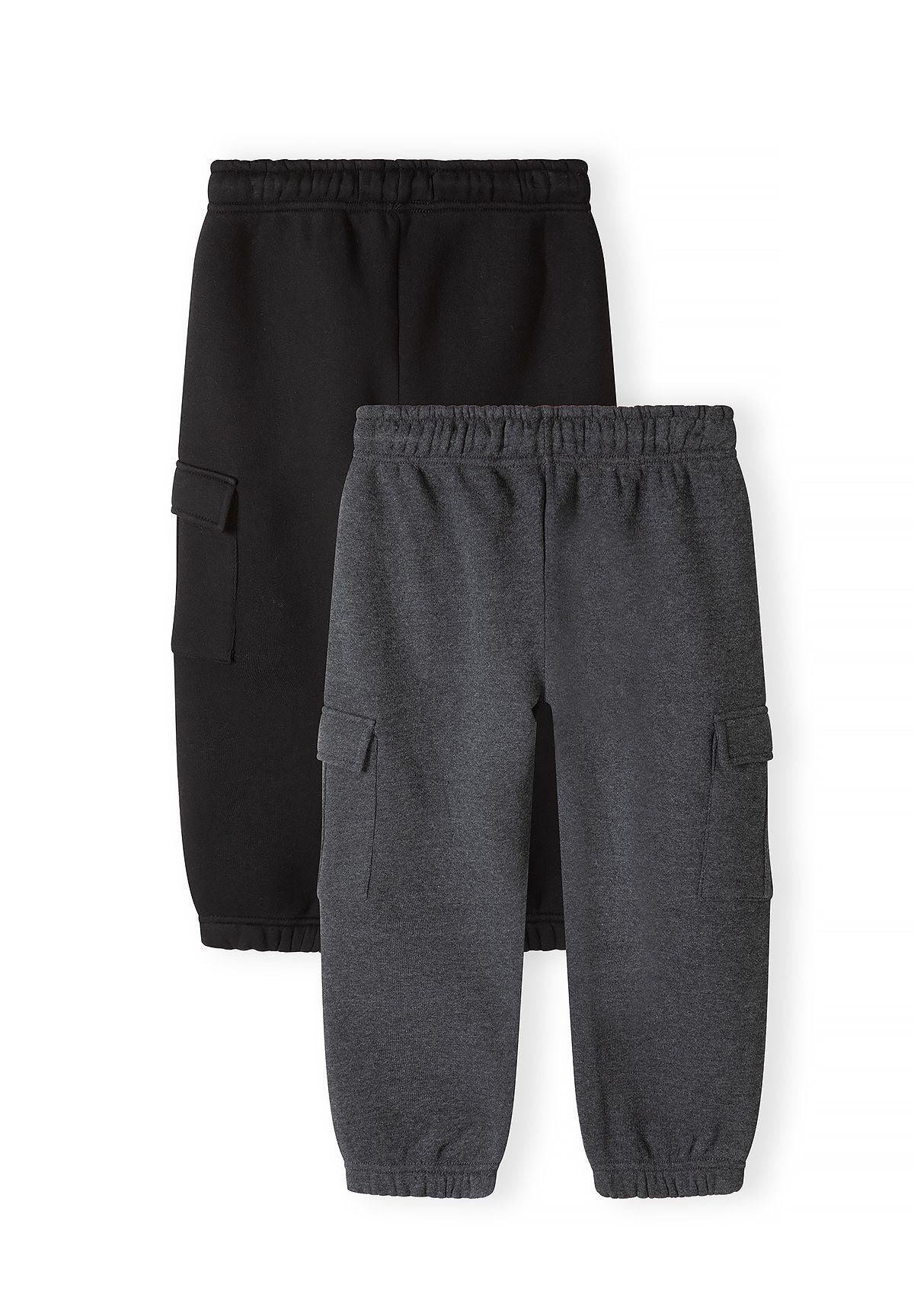 Zwarte en antracietkleurige cargo-joggingbroeken voor jongens (set van 2), beide joggingbroeken, achterkant.