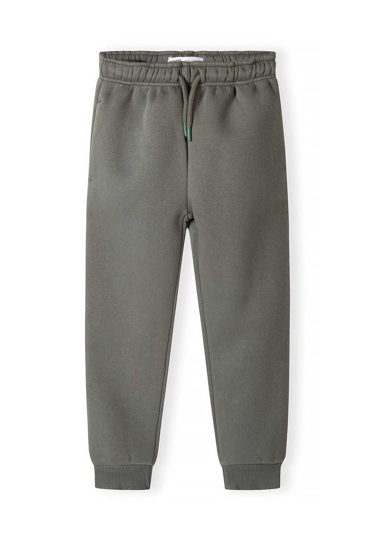 Pantaloni da jogging slim fit da bambino in nero, antracite e verde oliva (confezione da 3), pantaloni da jogging verde oliva, vista frontale.