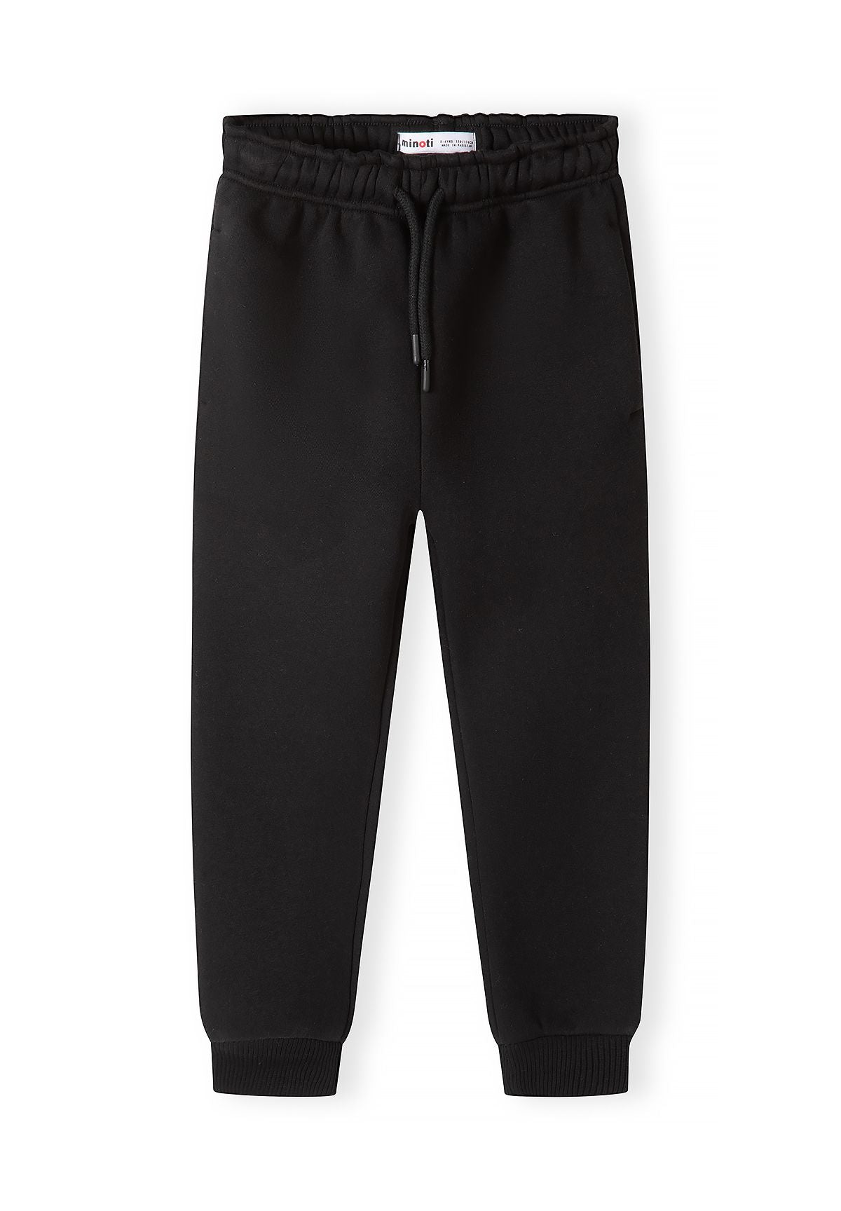 Pantaloni da jogging slim fit da bambino in nero, antracite e verde oliva (confezione da 3), pantaloni da jogging neri, vista frontale.