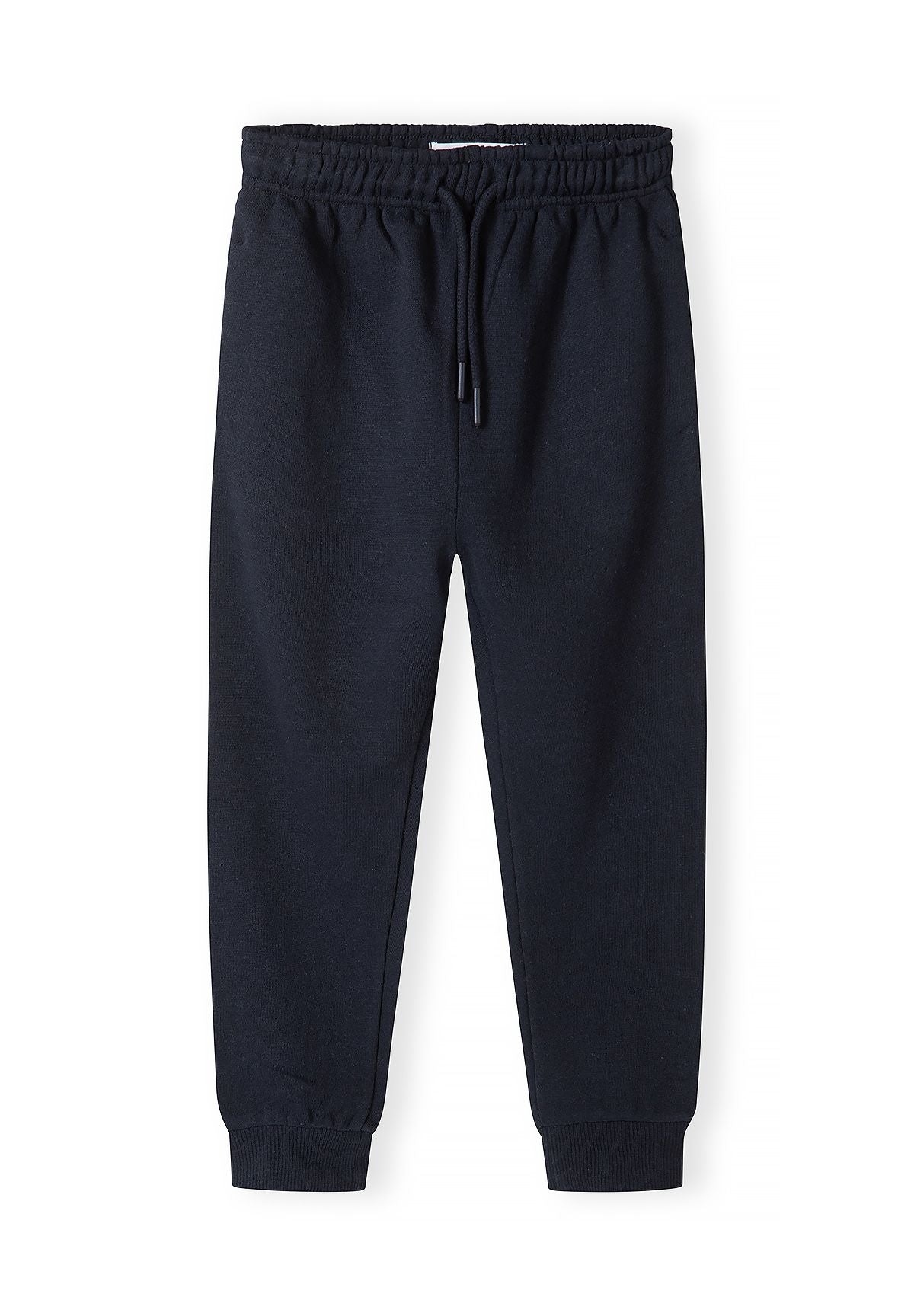 Pantaloni da jogging slim fit da bambino neri, blu navy e grigio chiaro (confezione da 3), pantaloni da jogging blu navy, vista frontale.