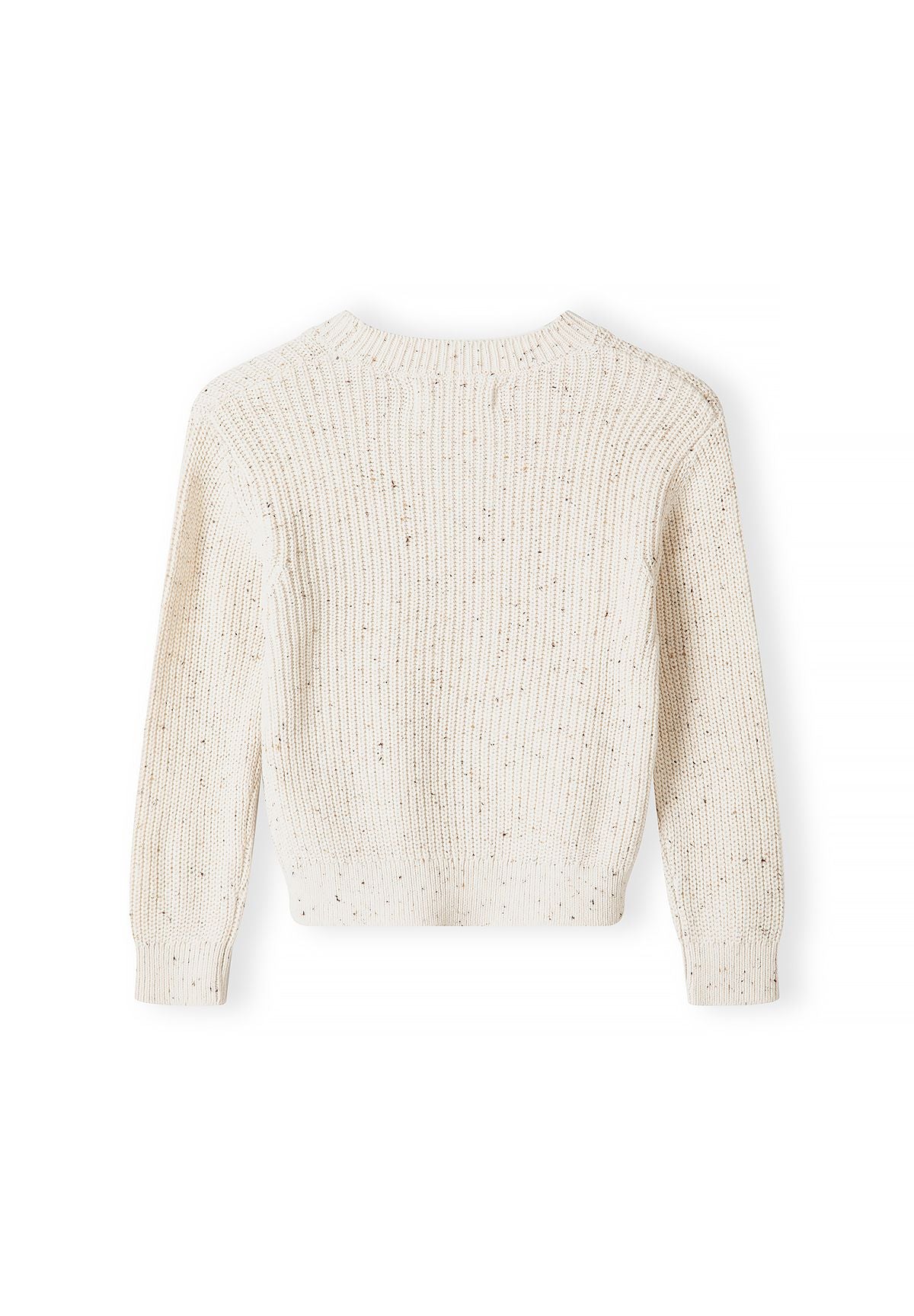 Boys' cream flecked jumper with a ribbed crew neck and hem – Minoti 33KNIT272, 3