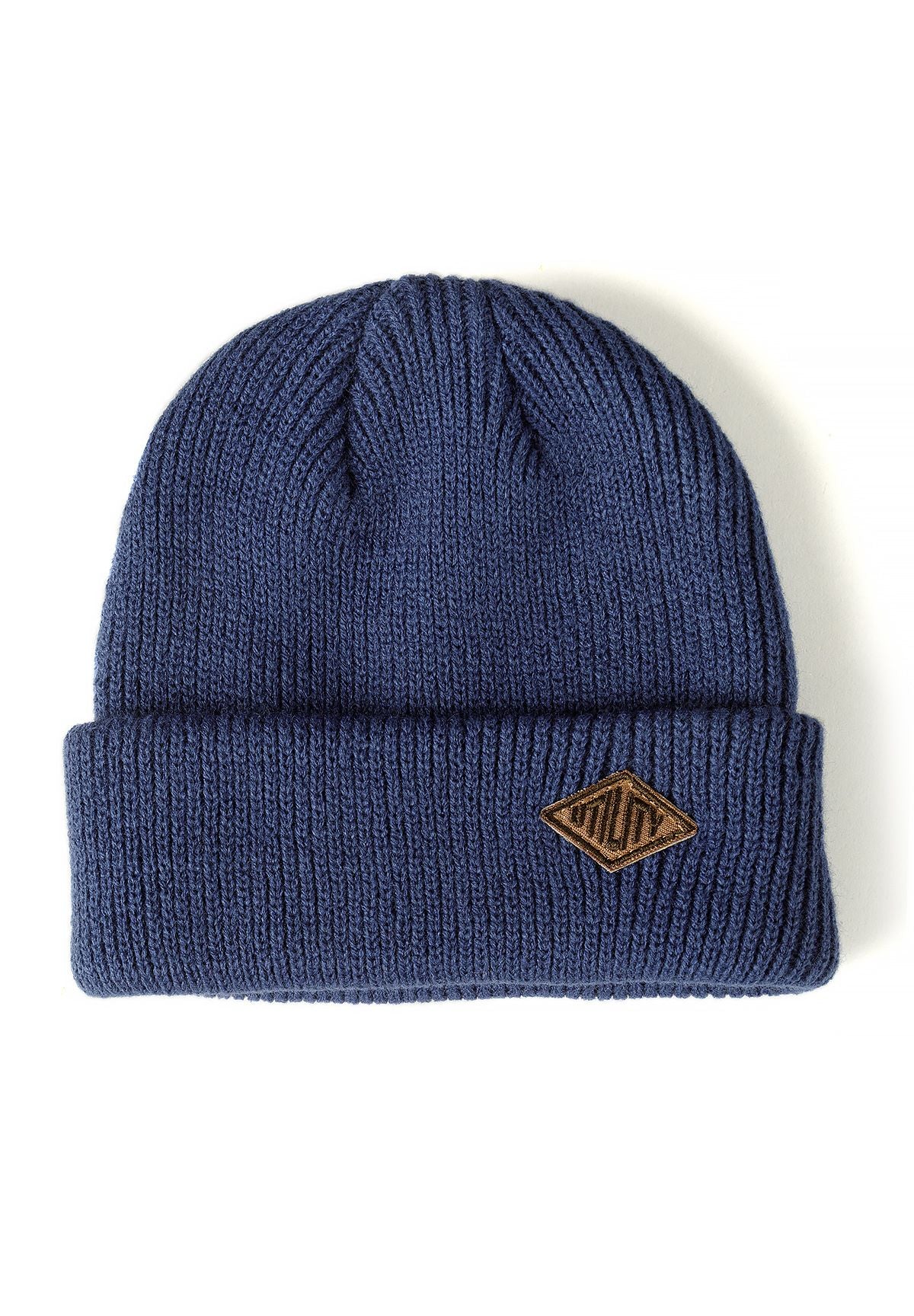 Geribde mutsen voor jongens in marineblauw en bruin (set van 2), marineblauwe muts.