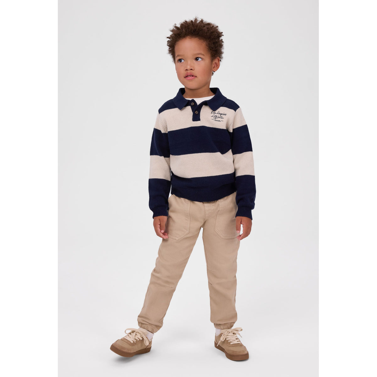 Cuffed twill trousers in beige — complete product view for square Shop card