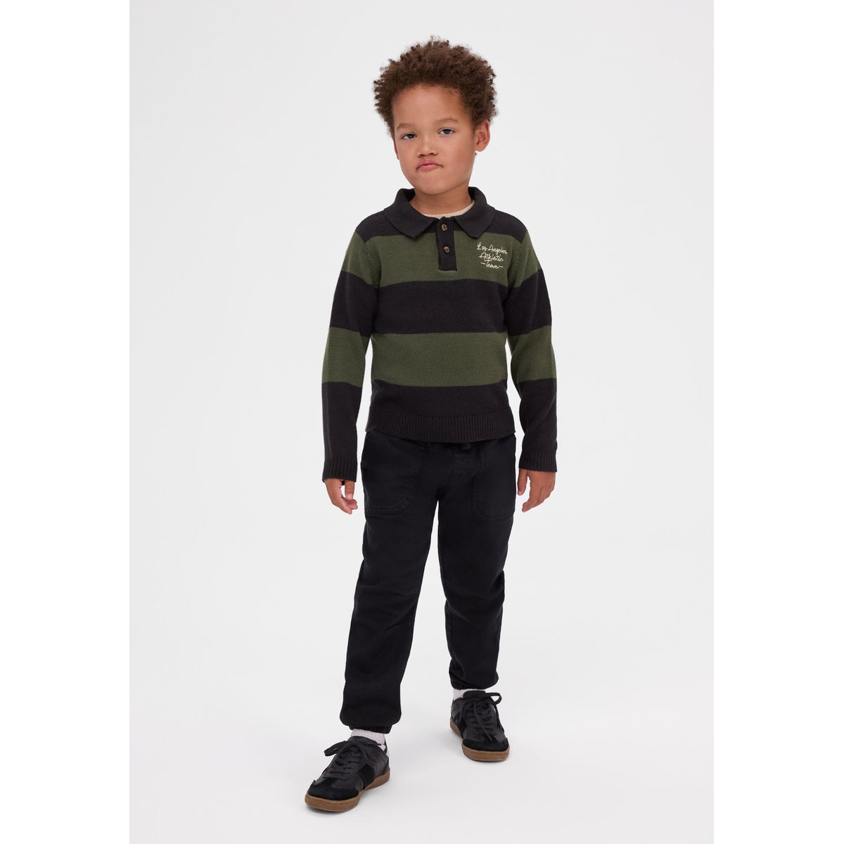 Boys' cuffed pull-on trousers in black — complete product view for square Shop card
