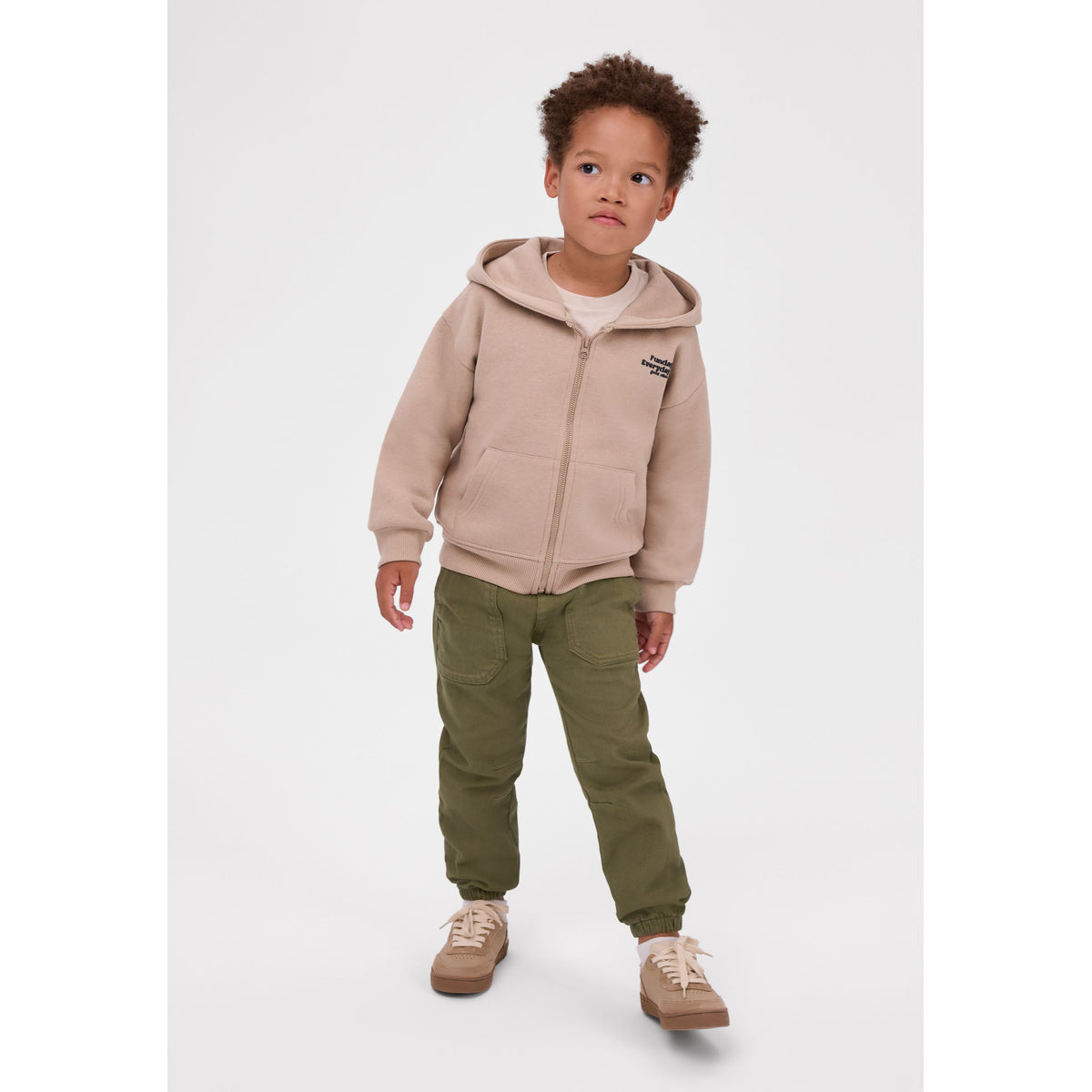 Cuffed twill trousers in olive green — complete product view for square Shop card