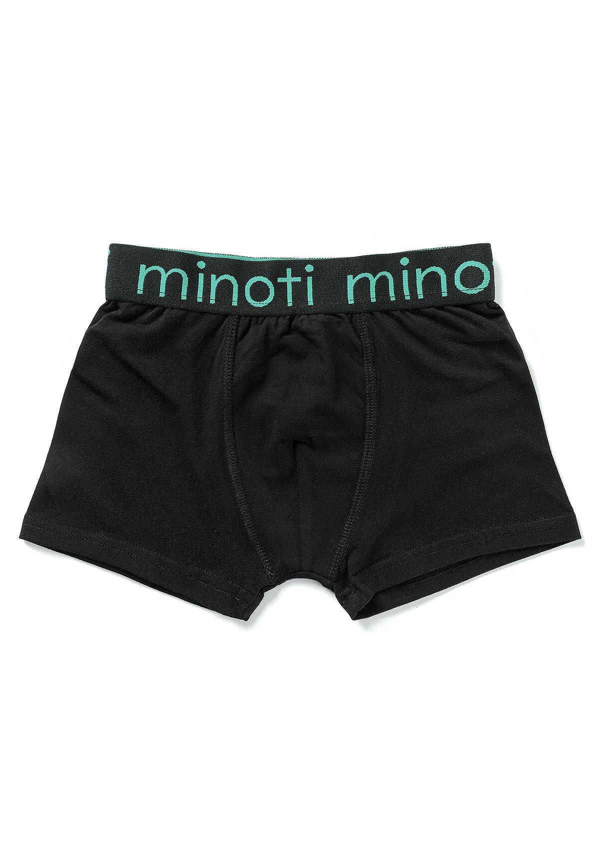 Zwarte boxershorts voor jongens (10-pack), zwart exemplaar met groene tailleband, voorkant.