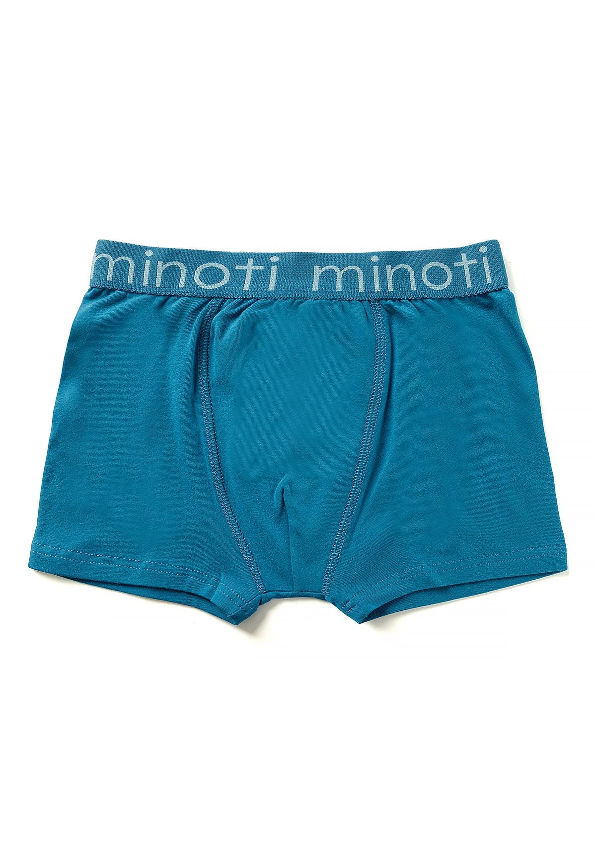 Boxer blu da bambino (confezione da 5), paio color verde acqua, vista frontale.