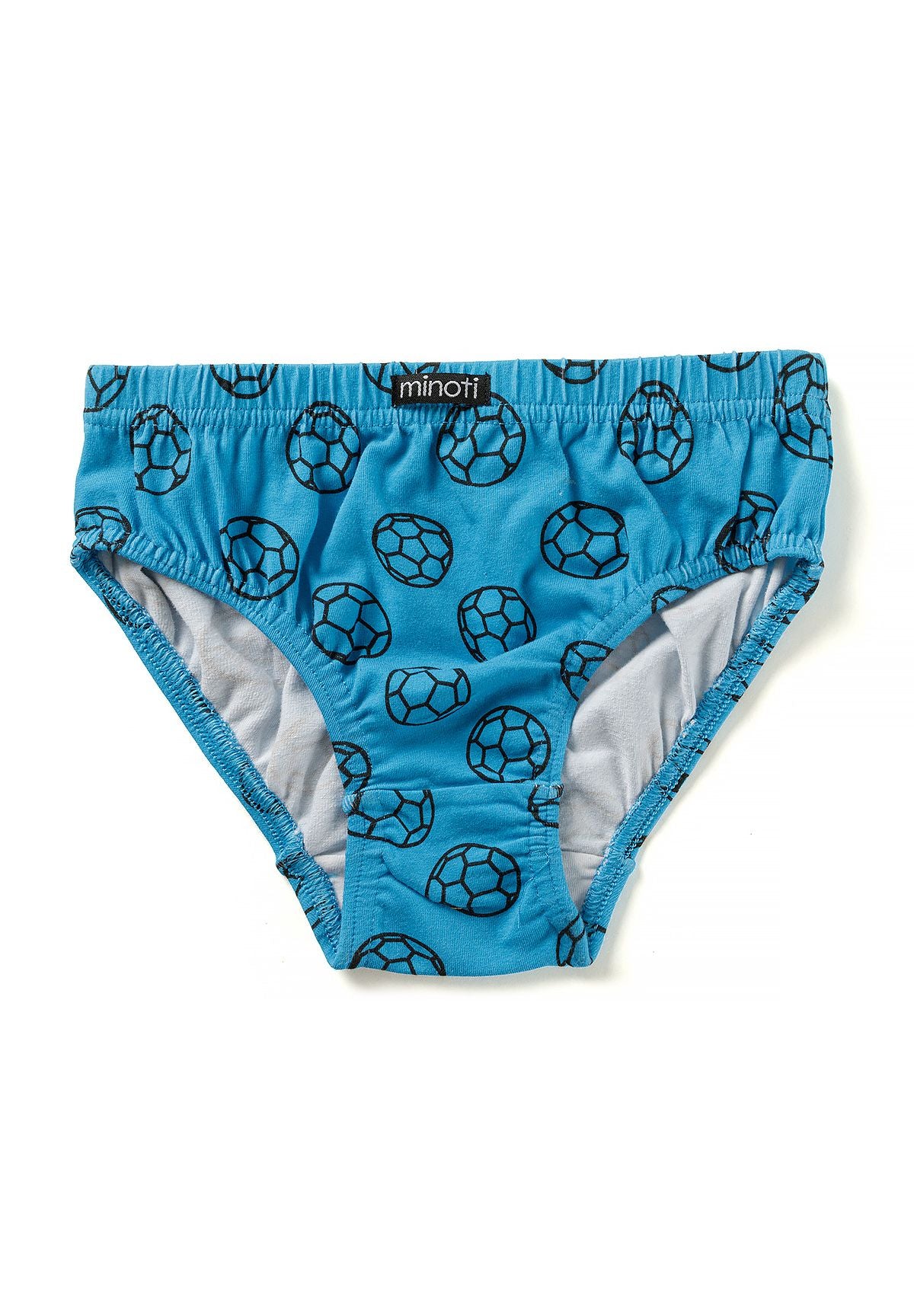 Slips pour garçons à imprimé football bleu, noir et blanc (lot de 7), paire à imprimé bleu, vue de face.