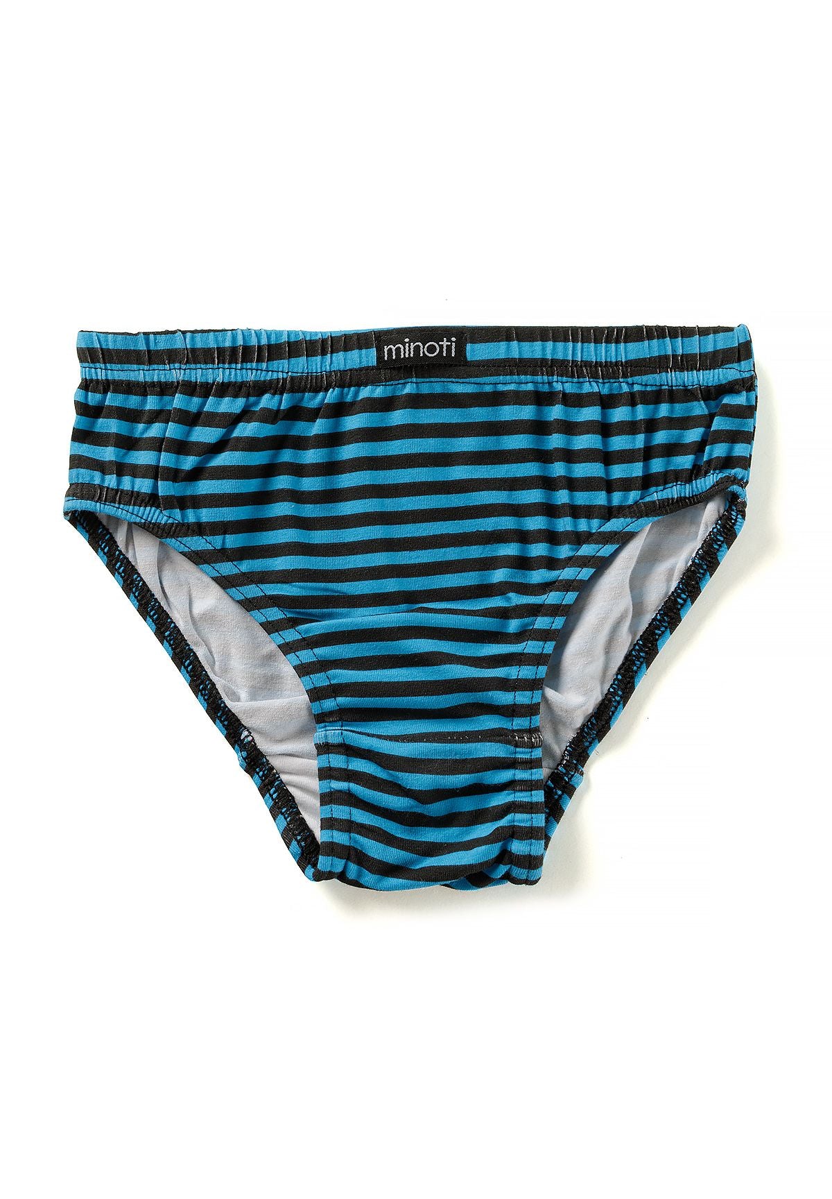 Slips pour garçons à imprimé football bleu, noir et blanc (lot de 7), modèle à rayures bleues, vue de face.