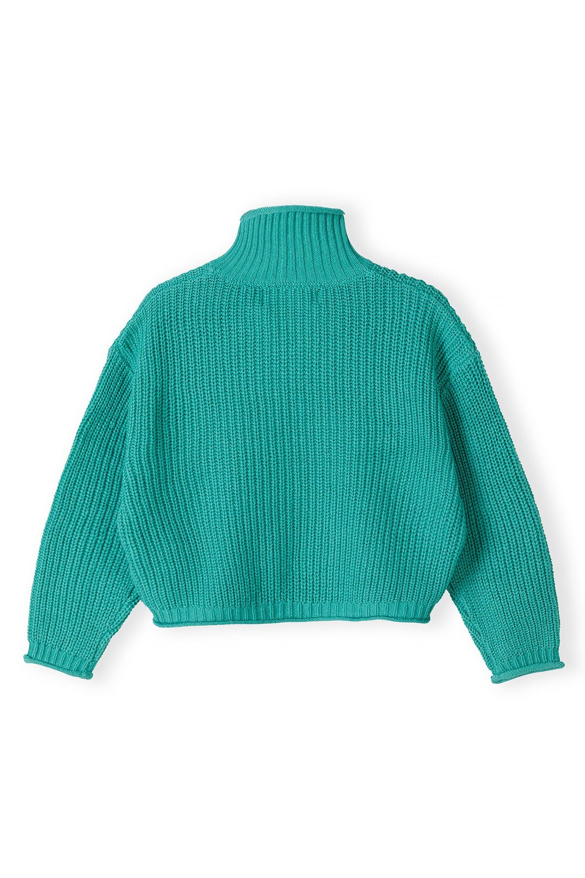 Cropped Turtleneck Jumper, Deep Green - 2