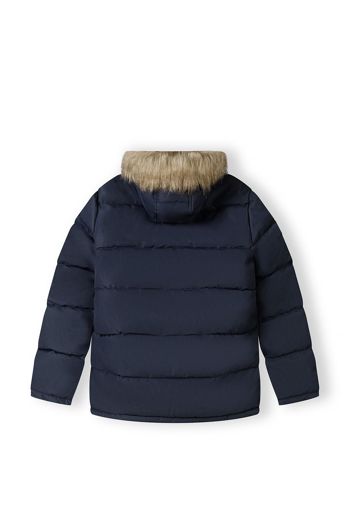 Quilted Puffer Jacket, Faux Fur Hood, Navy - 3