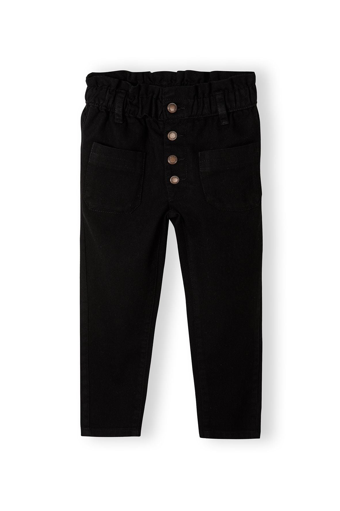 Paperbag Waist Jeans, Black, Button Front - 2