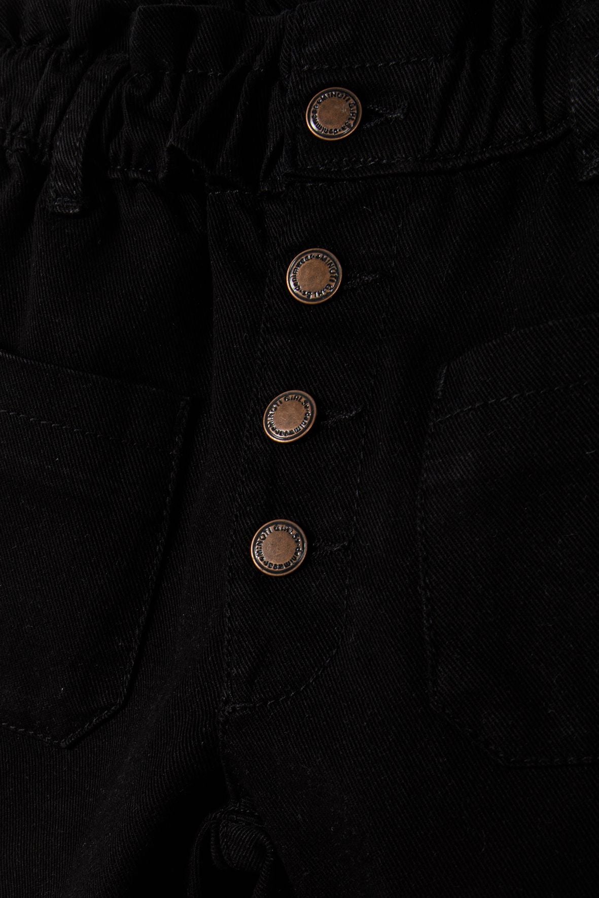 Paperbag Waist Jeans, Black, Button Front - 4