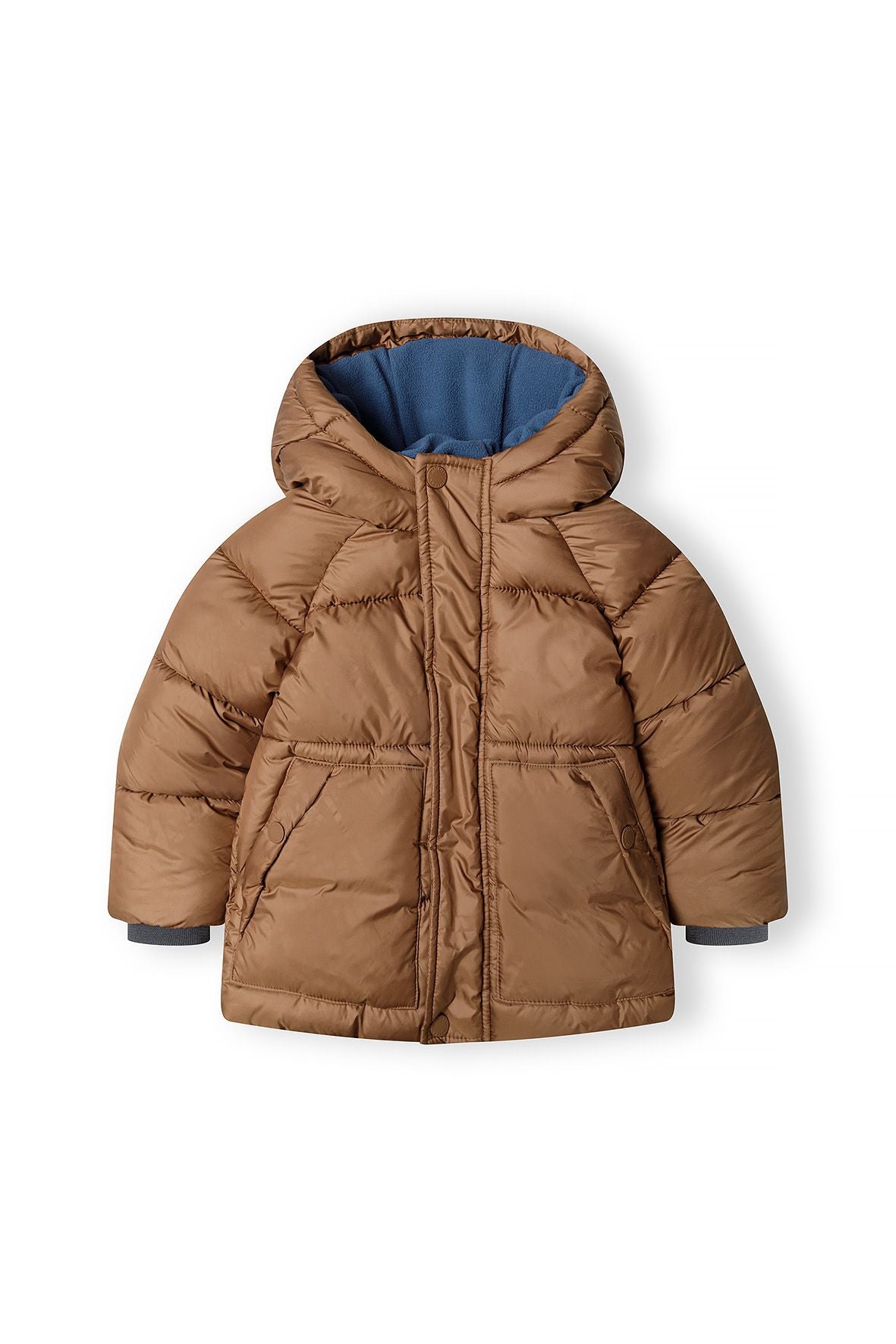 Quilted Puffer Jacket, Hooded, Brown - 2