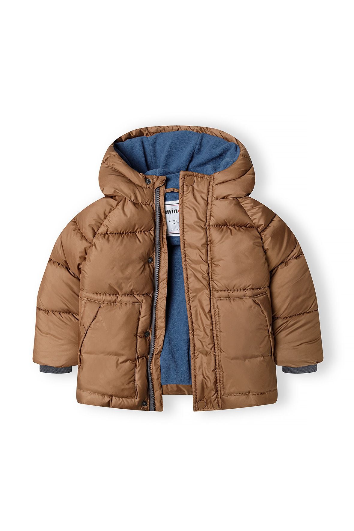 Quilted Puffer Jacket, Hooded, Brown - 4