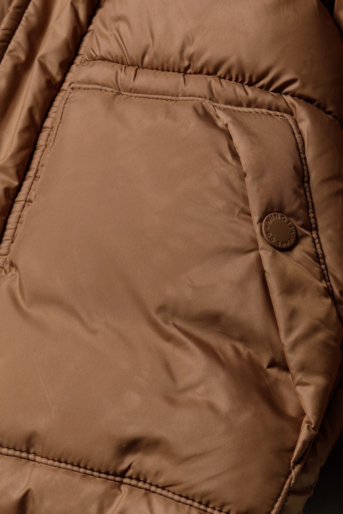 Quilted Puffer Jacket, Hooded, Brown - 5