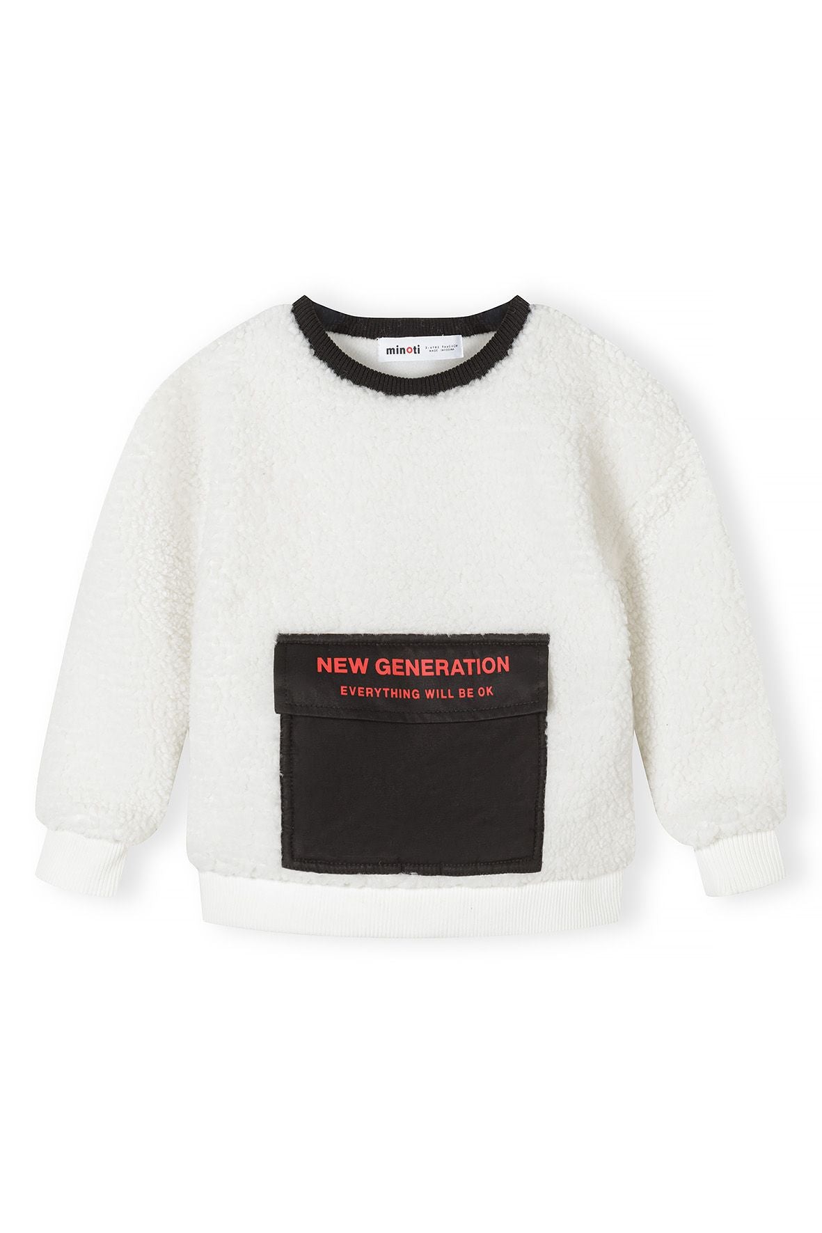 Borg Sweatshirt Contrast Pocket Cream - 2