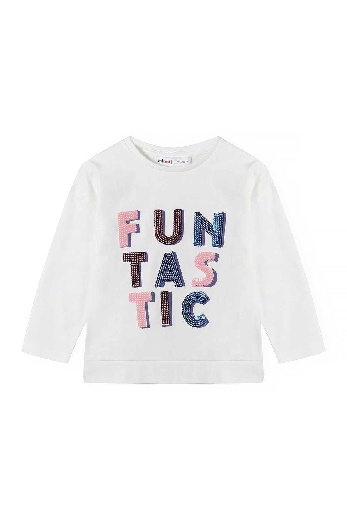 Long Sleeve T-Shirt, Sequin Funtastic, Cream - 2