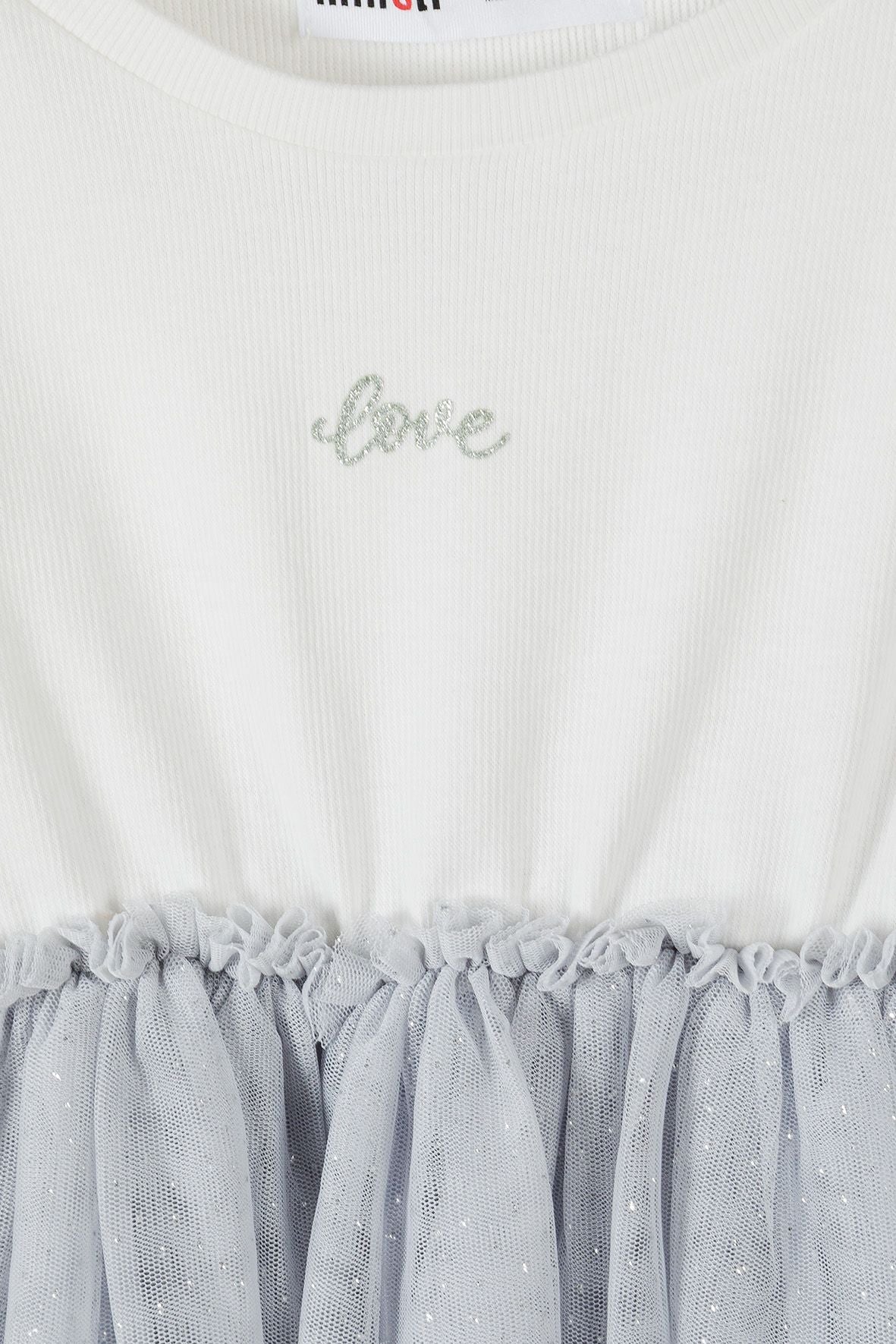 Long Sleeve Dress, Glitter Love, Cream Grey Mesh - 4